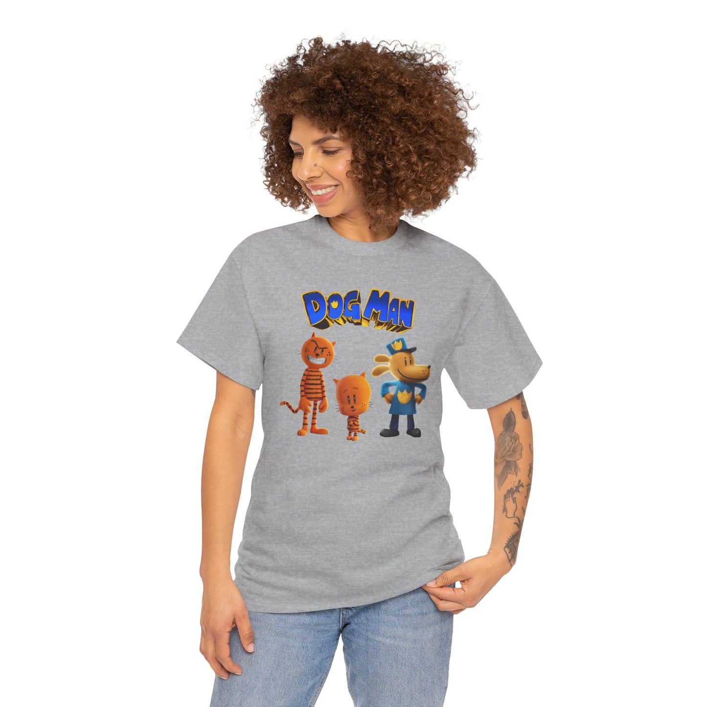 Princess Grace Dog Man Cartoon Unisex Heavy Cotton Tee Fun Graphic Tee for Kids and Fans
