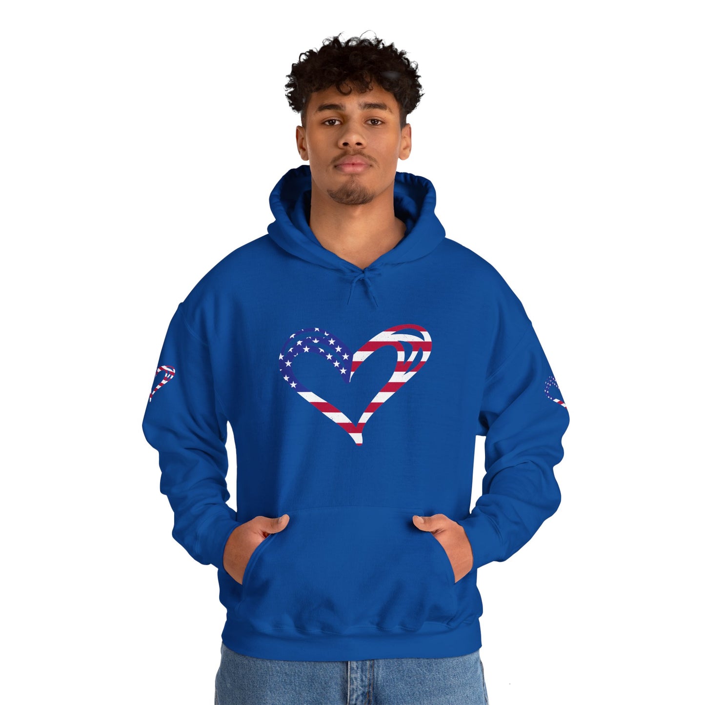 Princess Grace Patriotic Heart Unisex Hoodie Comfortable Heavy Blend Sweatshirt for Independence Day and Everyday Wear