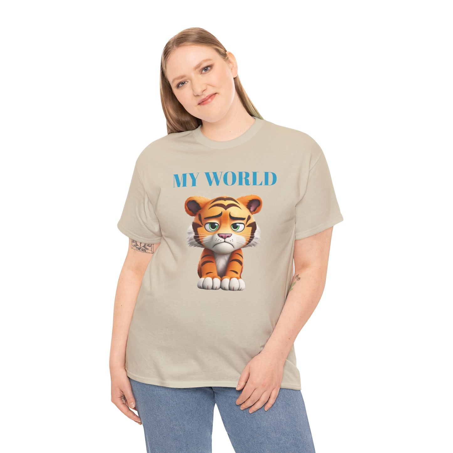 Princess Grace My World Tiger Unisex Heavy Cotton Tee Cute Animal T-Shirt for Kids & Adults