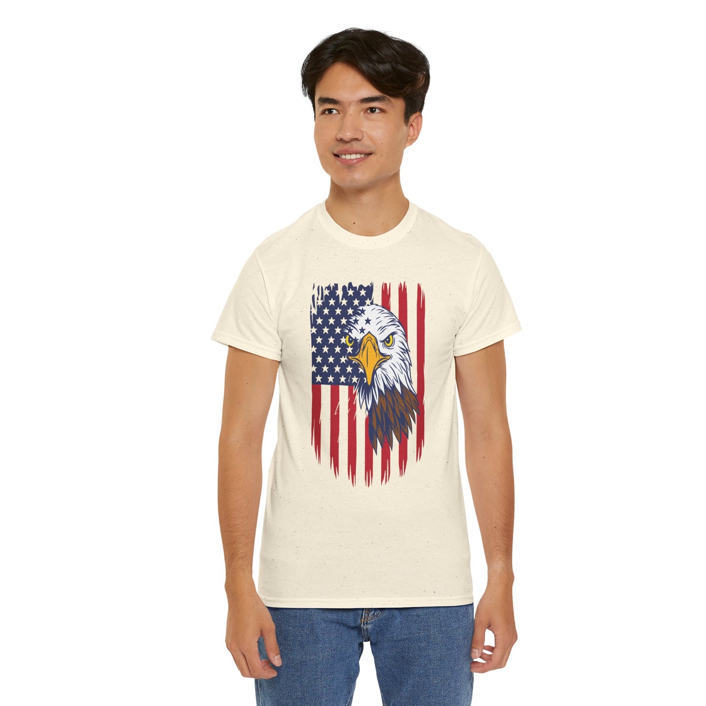 Princess Grace Eagle & American Flag Unisex Heavy Cotton Tee Patriotic Apparel for All Occasions