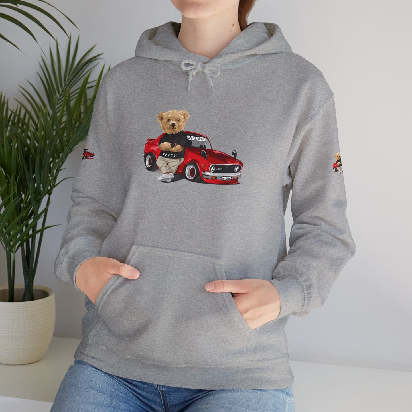 Princess Grace Vintage Bear Car Hoodie Fun Unisex Sweatshirt for Auto Lovers