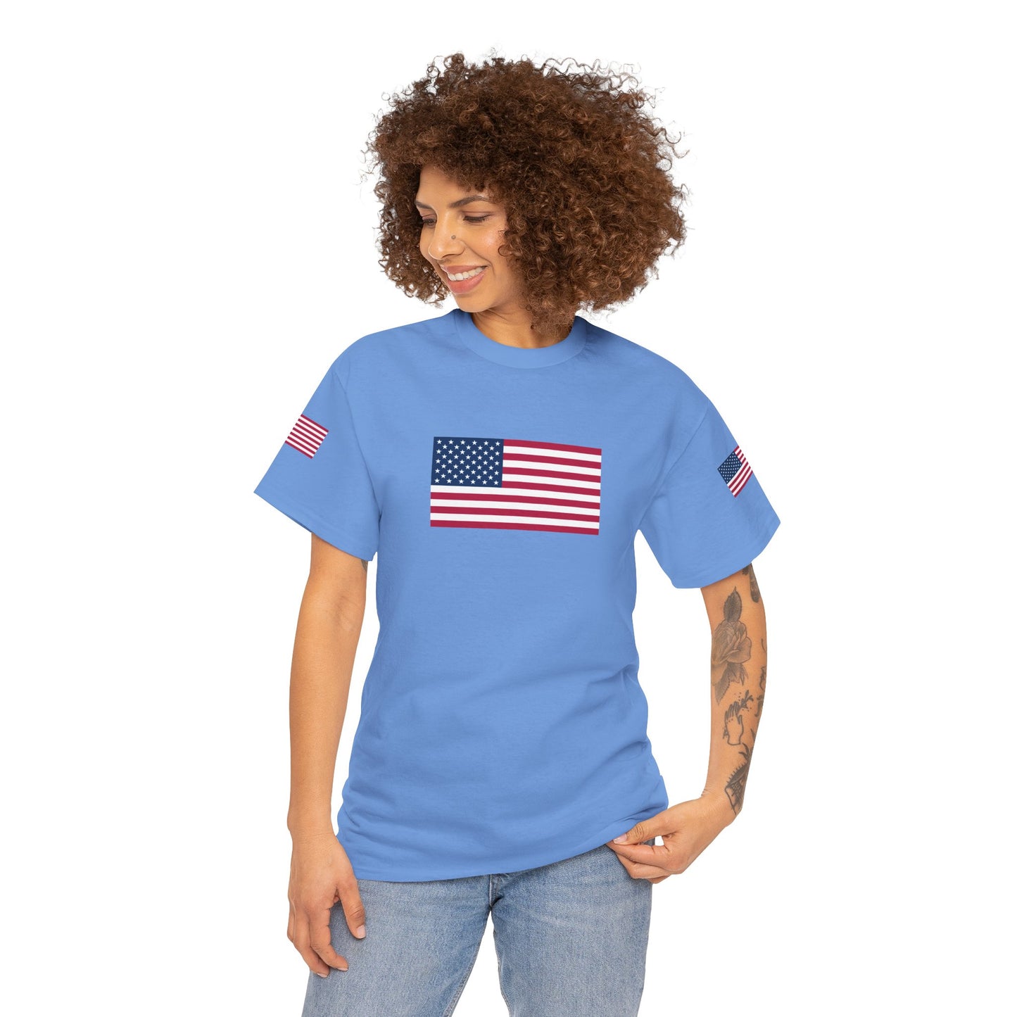 Princess Grace Patriotic Unisex Heavy Cotton Tee with USA Flag Design