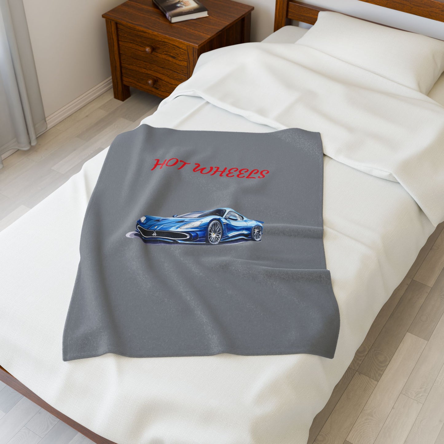 Princess Grace Hot Wheels Velveteen Plush Blanket Cozy Car Themed Throw for Kids and Car Enthusiasts