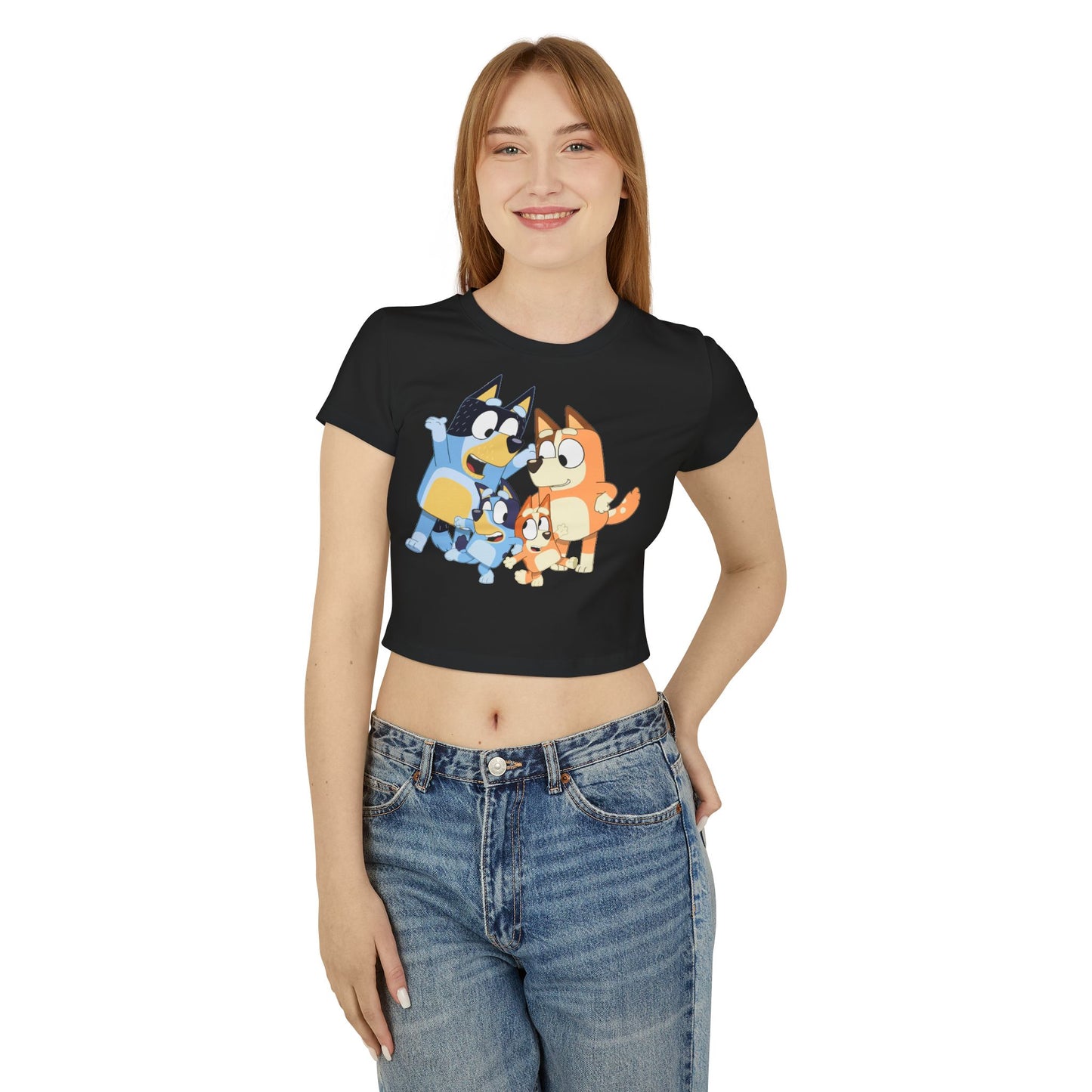 Princess Grace Bluey Family Women's Baby Tee Cute Kids' Cartoon Graphic T-Shirt