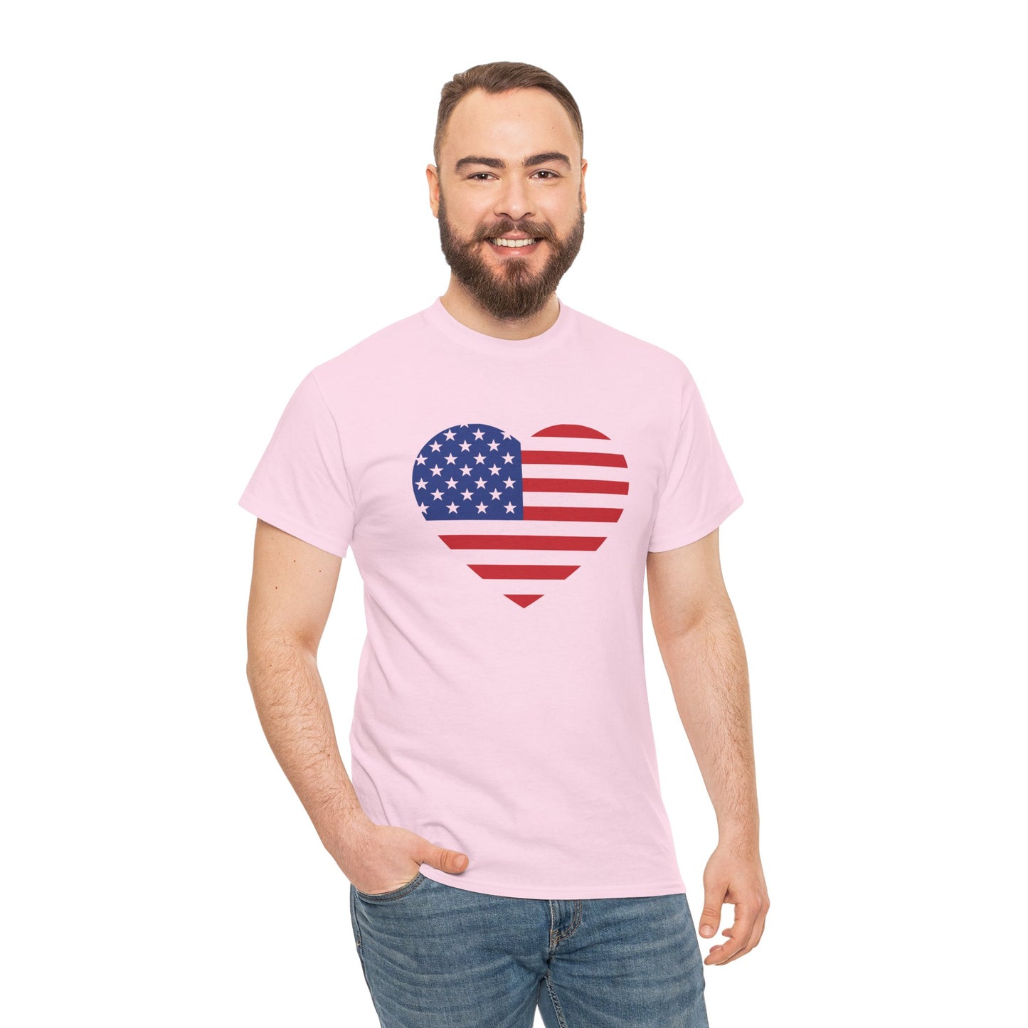 Princess Grace Patriotic Heart Unisex Heavy Cotton Tee Celebrate Freedom in Style