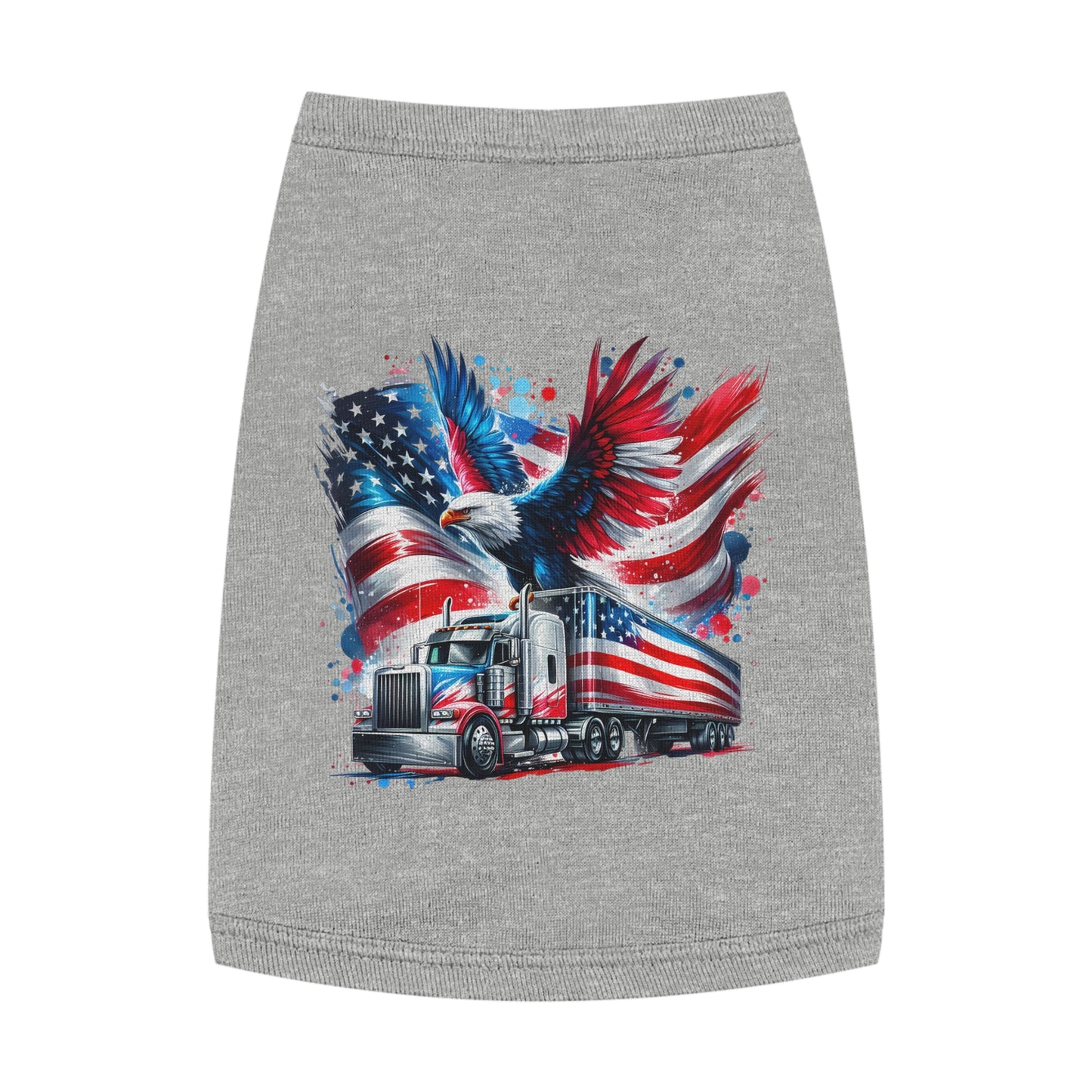 Princess Grace Patriotic Pet Tank Top with Eagle and Truck Design