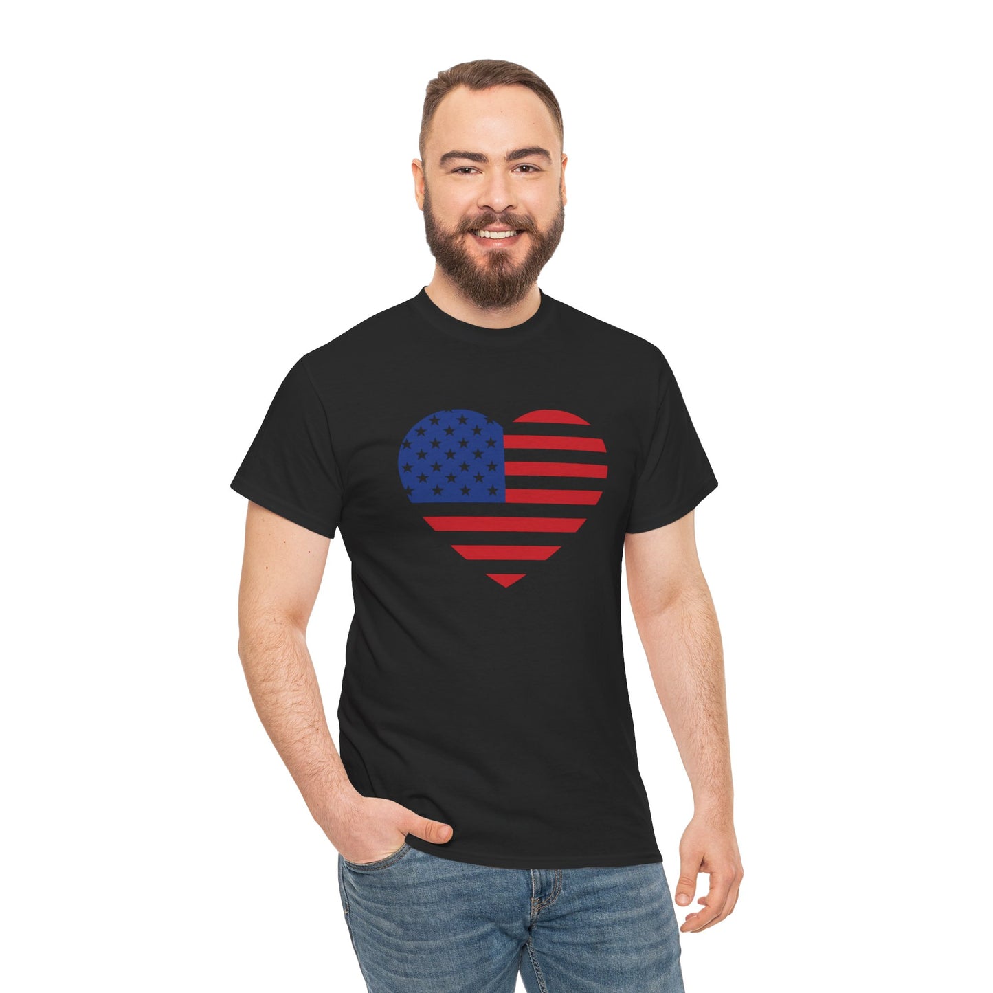 Princess Grace Patriotic Heart Unisex Heavy Cotton Tee Celebrate Freedom in Style