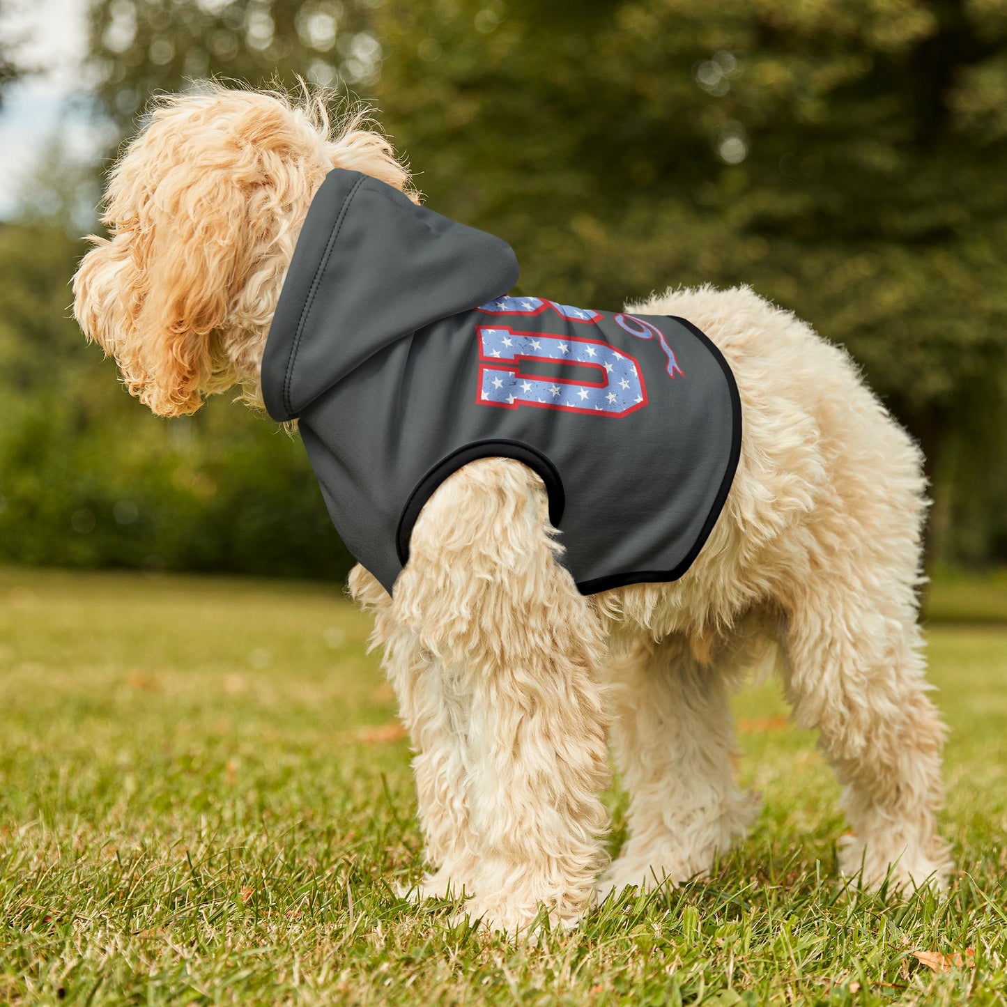 Princess Grace USA Stars & Stripes Pet Hoodie Stylish Dog Sweater for Festivals & Holidays