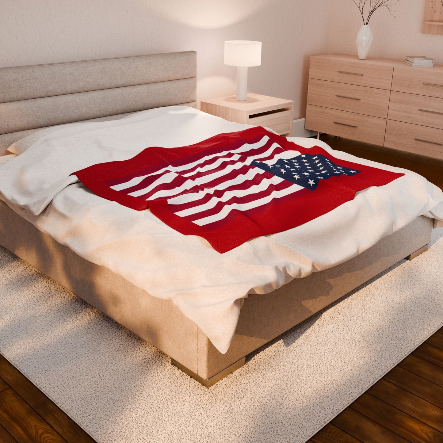 Princess Grace Patriotic Velveteen Plush Blanket Perfect for Holidays & Cozy Gatherings