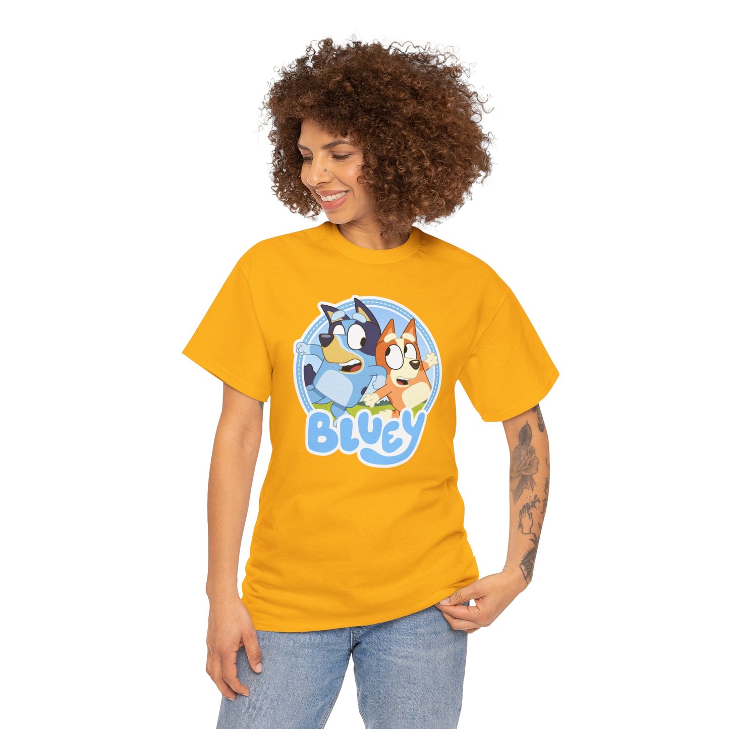 Princess Grace Bluey Fun Unisex Heavy Cotton Tee Perfect Gift for Kids and Cartoon Lovers