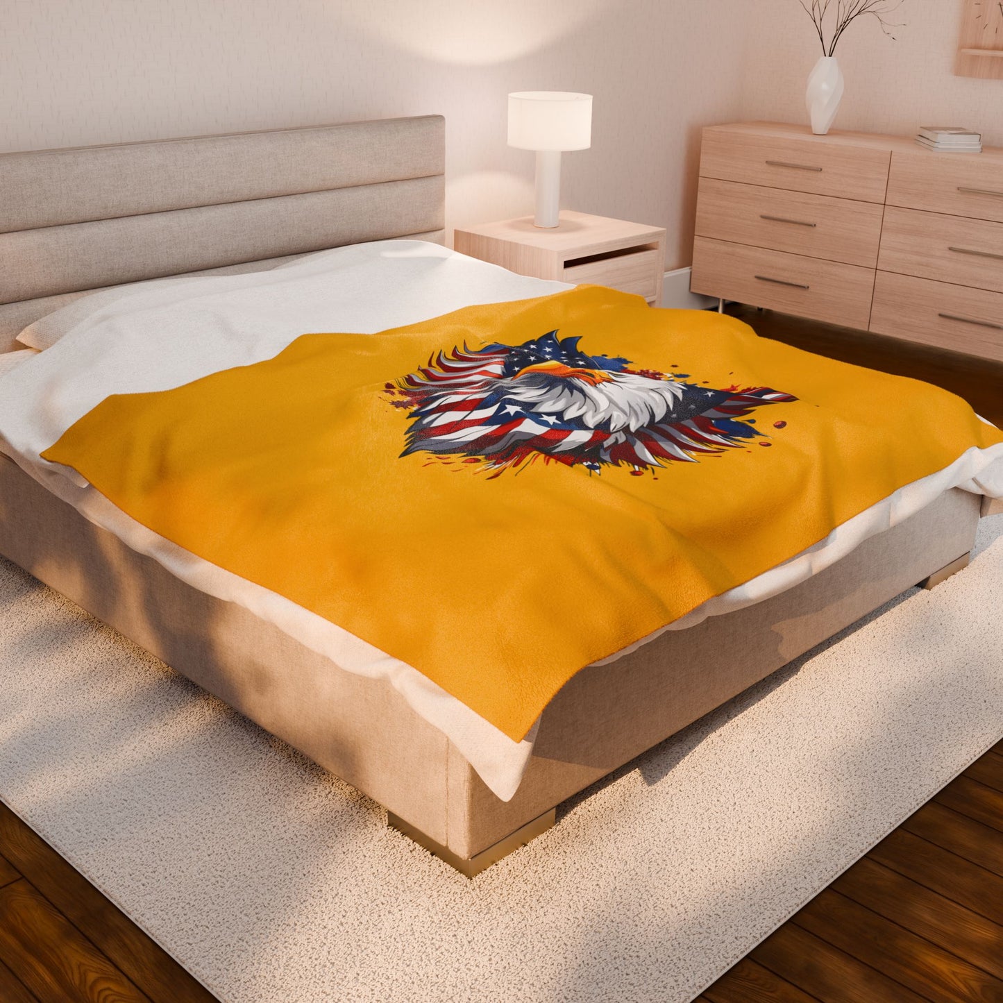 Princess Grace Patriotic Eagle Velveteen Plush Blanket Cozy and Bold Decor for Independence Day and All Year Round
