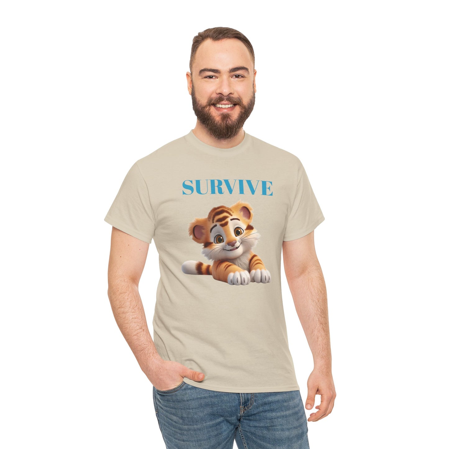 Princess Grace Survive Tiger Unisex Heavy Cotton Tee Cute Animal Graphic