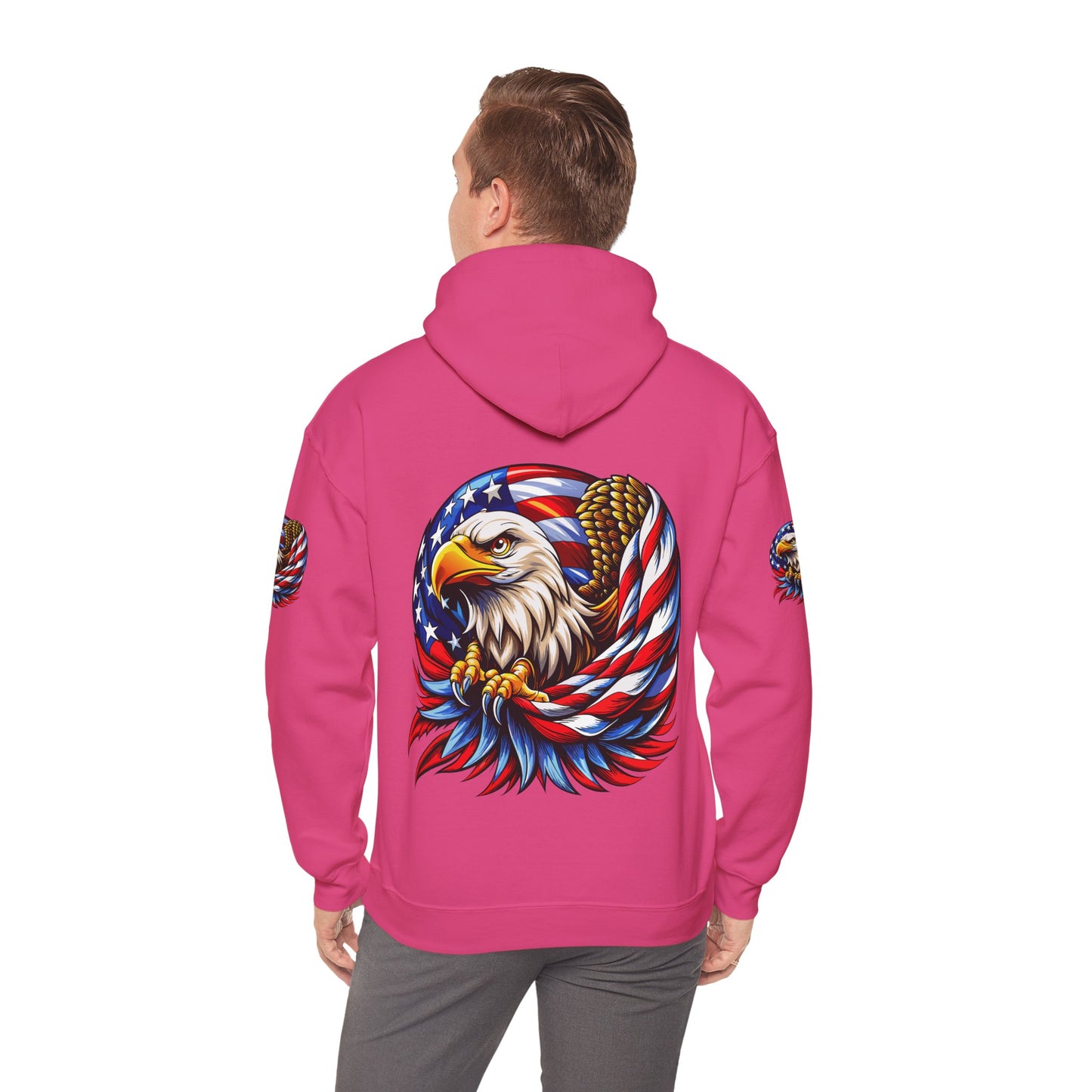 Princess Grace Patriotic Eagle Hoodie Unisex Heavy Blend Sweatshirt with American Flag Design