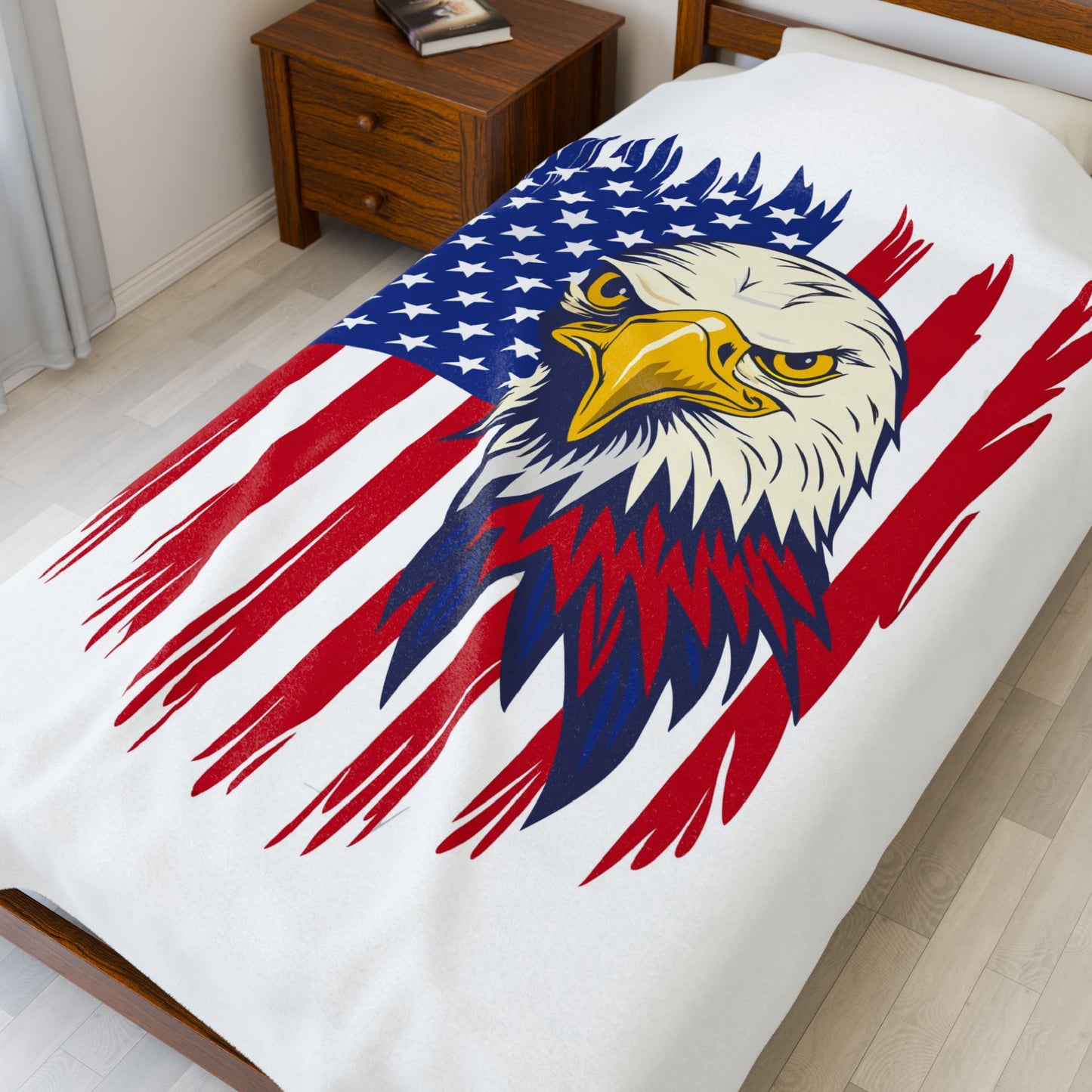 Princess Grace  Patriotic Eagle Velveteen Plush Blanket  Cozy Home Decor for Independence Day