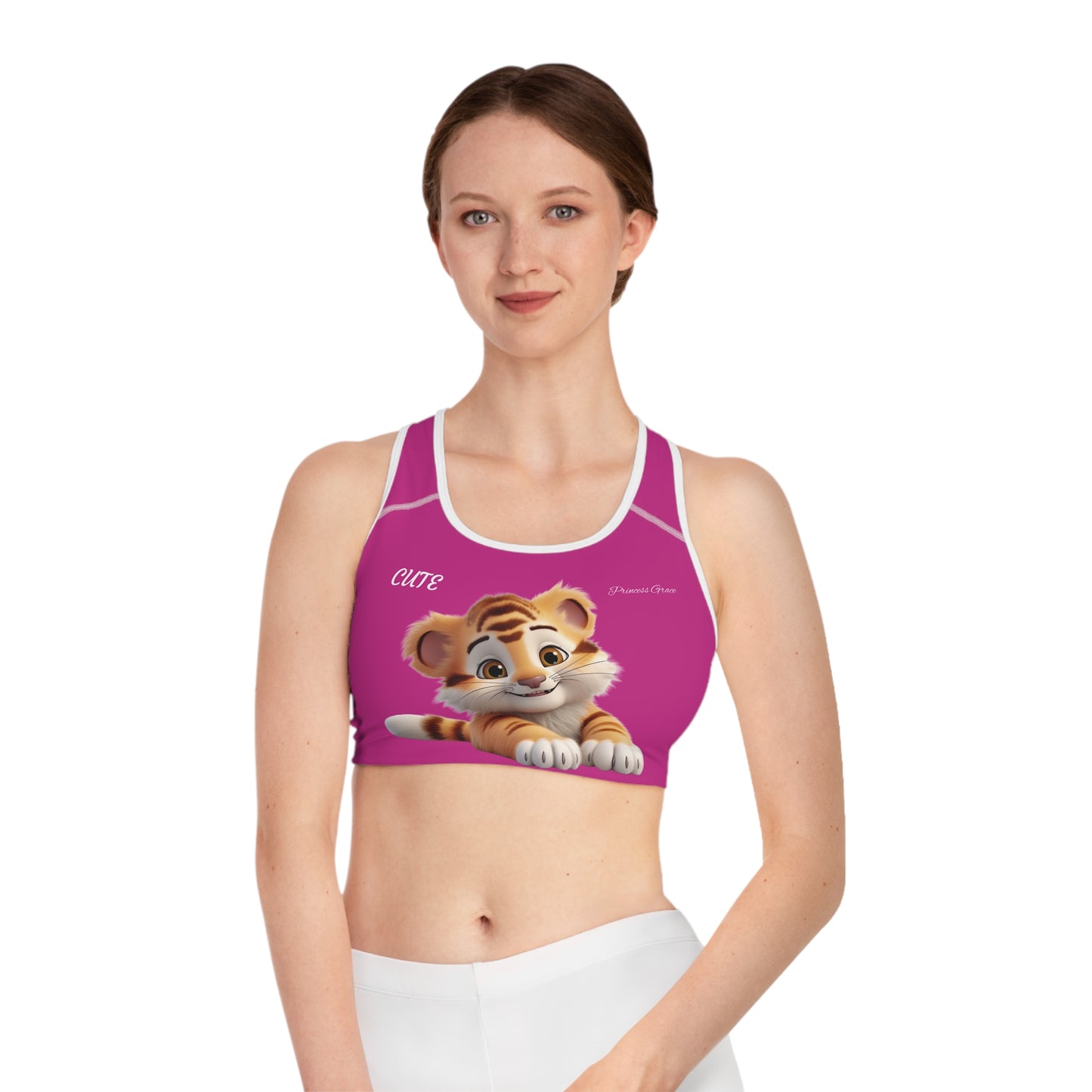 Princess Grace Cute Tiger Sports Bra Fun and Comfy Workout Wear