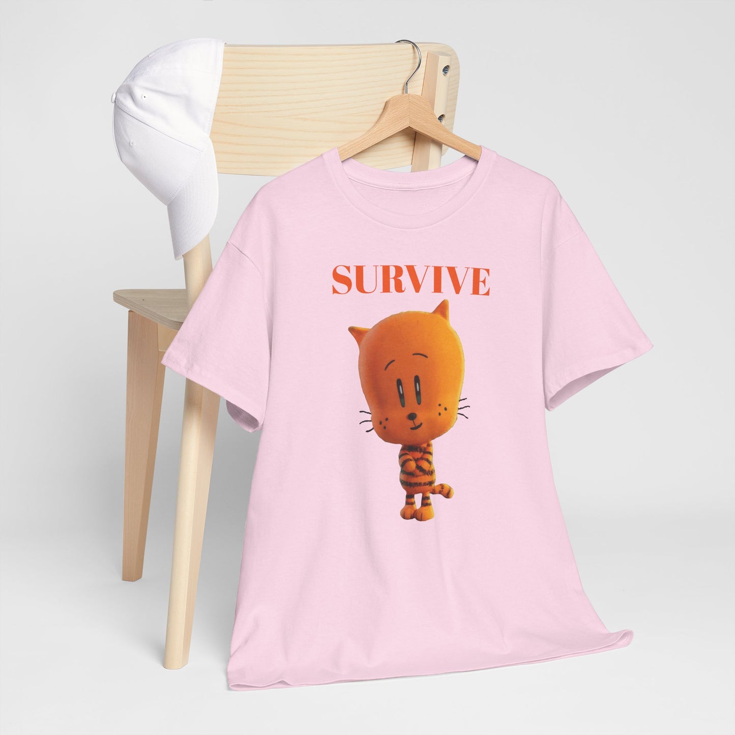 Princess Grace Survive Themed Unisex Heavy Cotton Tee Cute Cartoon Cat Design