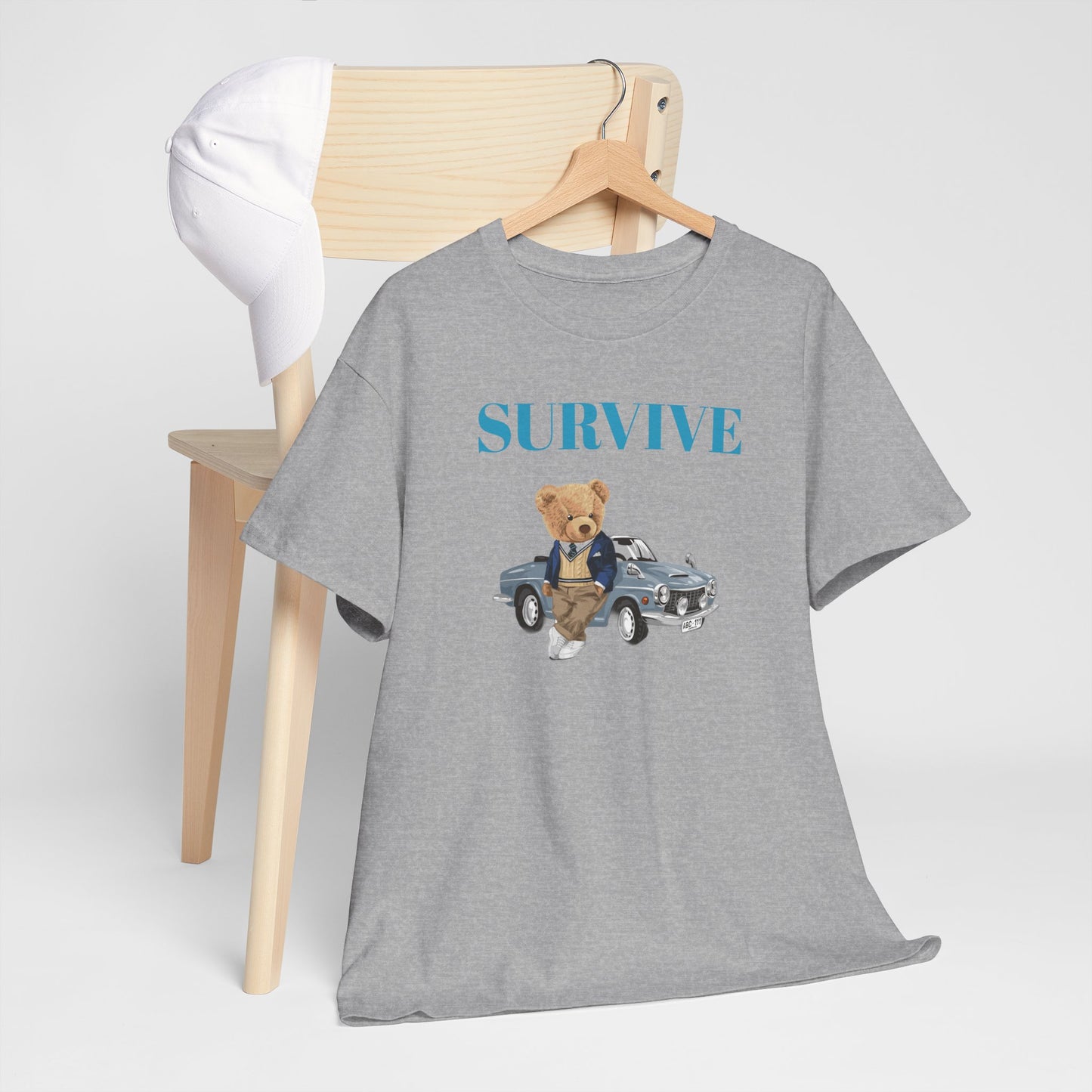 Princess Grace Survive Bear Unisex Heavy Cotton Tee Casual Comfort for Animal Lovers
