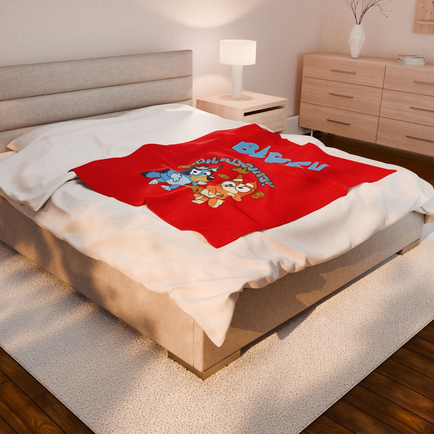 Princess Grace Bluey Oh Biscuits Velveteen Plush Blanket for Kids