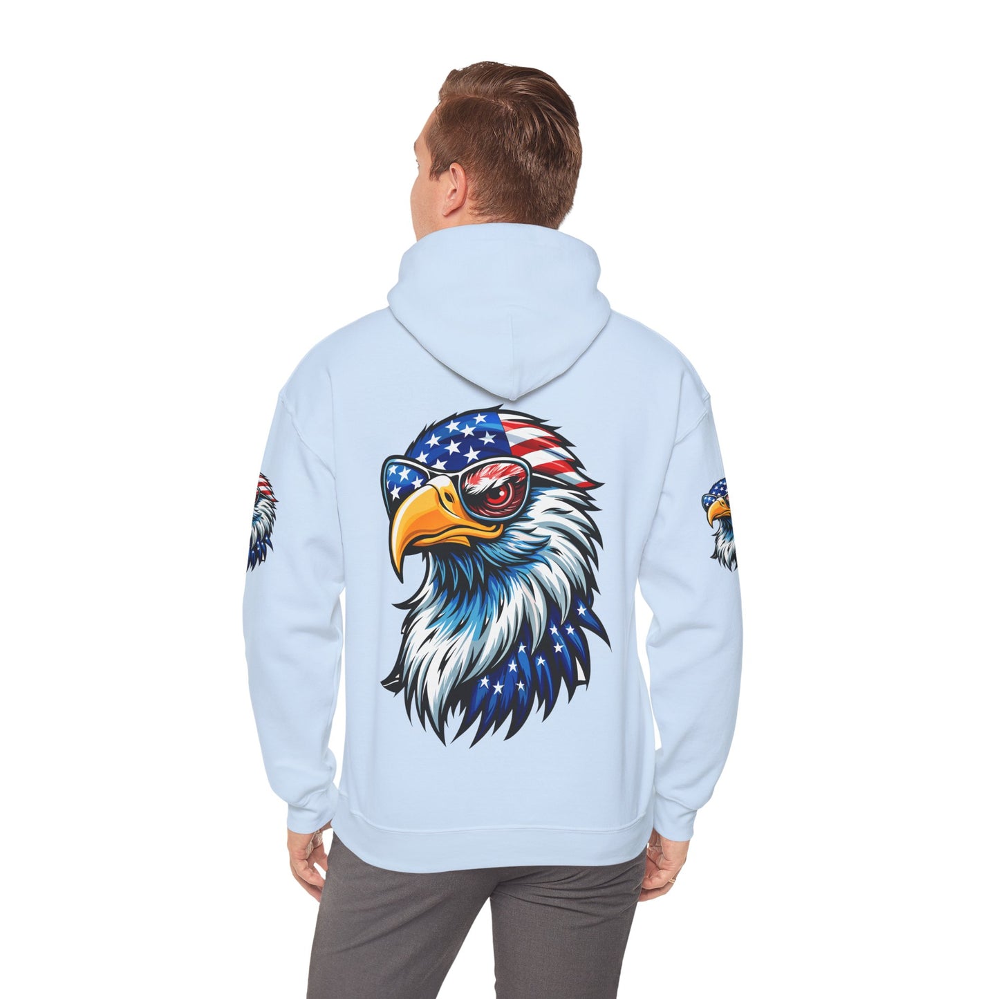 Princess Grace Patriotic Eagle Hoodie Unisex Heavy Blend Sweatshirt with USA Flag Design