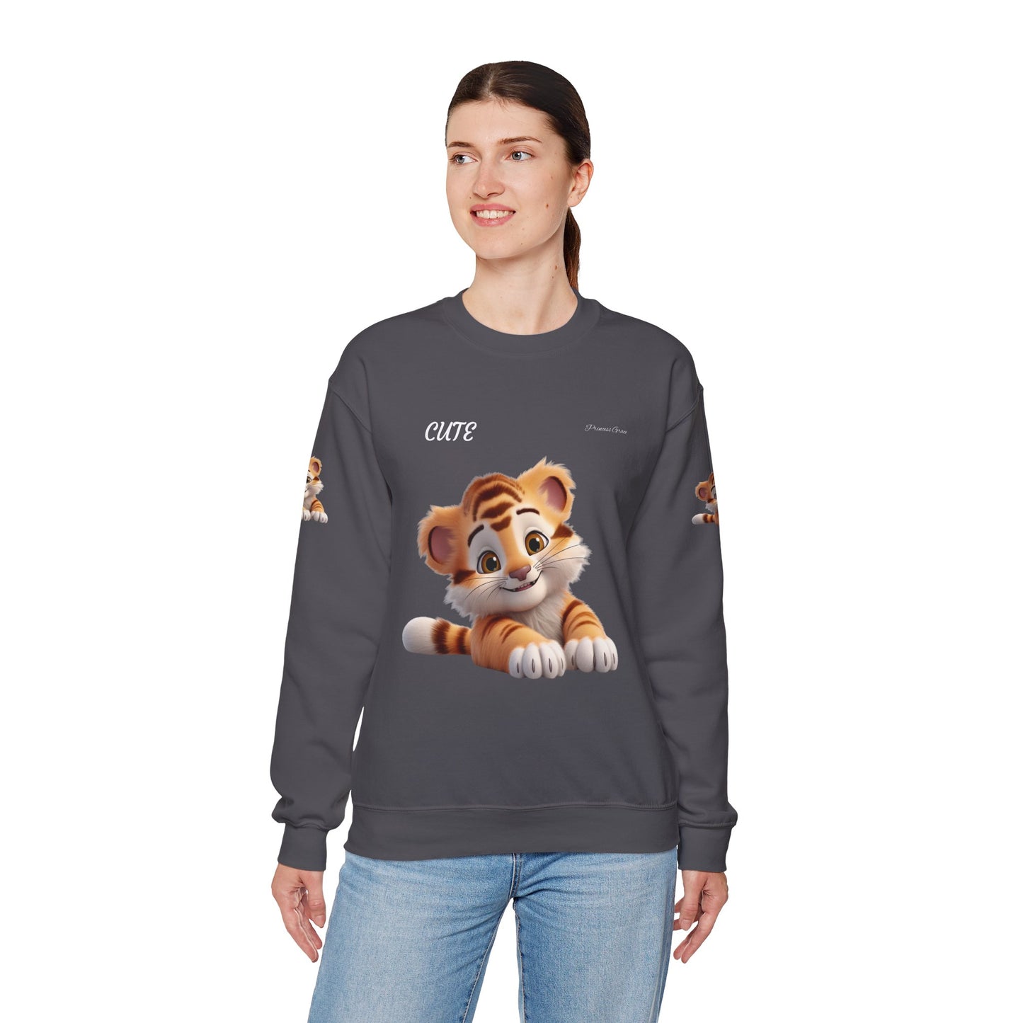 Princess Grace Cute Tiger Unisex Heavy Blen Crewneck Sweatshirt