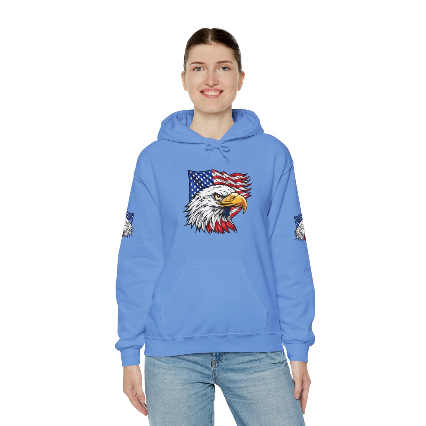 Princess Grace Patriotic Eagle Hoodie Unisex Heavy Blend Sweatshirt with American Flag Design