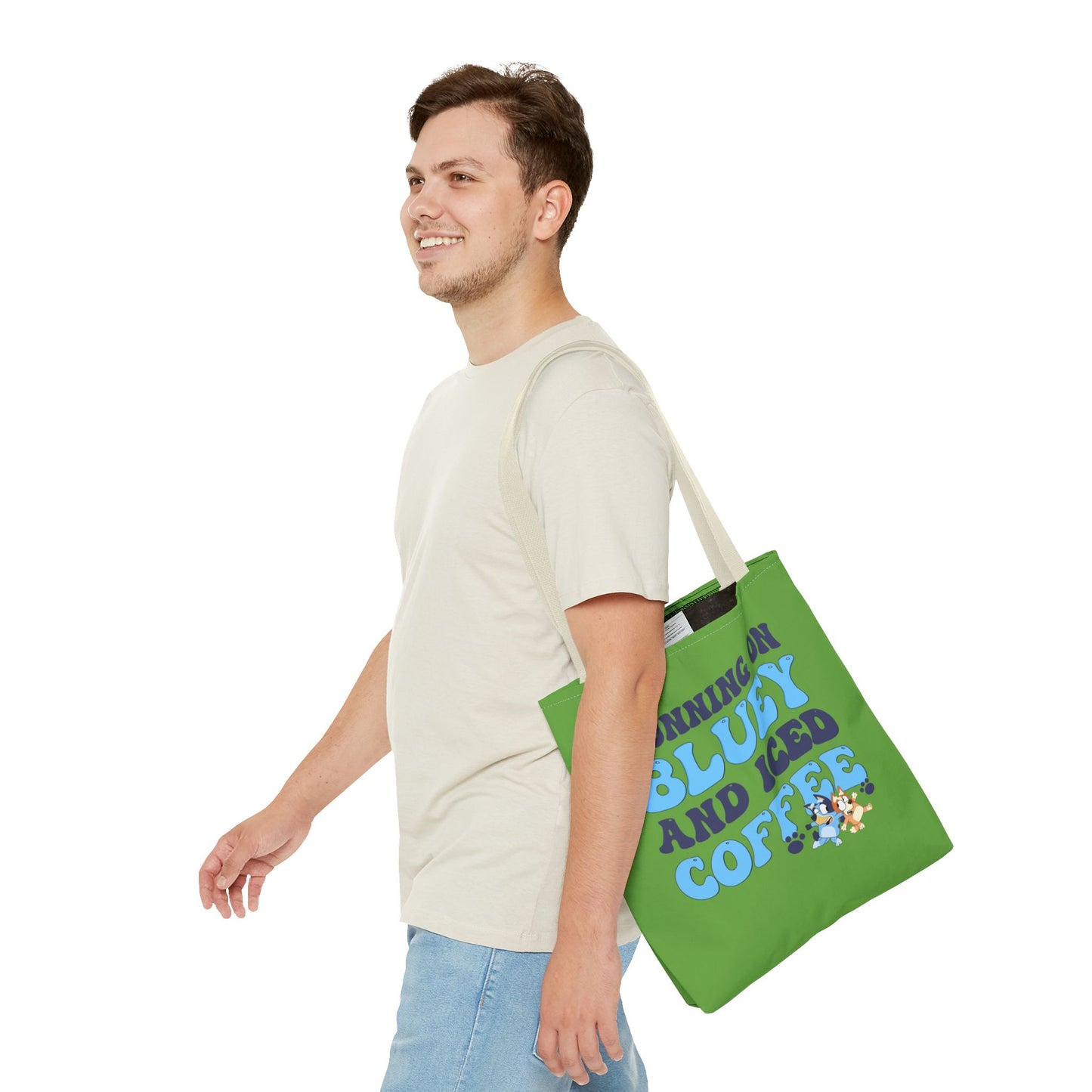Princess Grace Bluey Coffee Lover Tote Bag Running on Bluey and Iced Coffee
