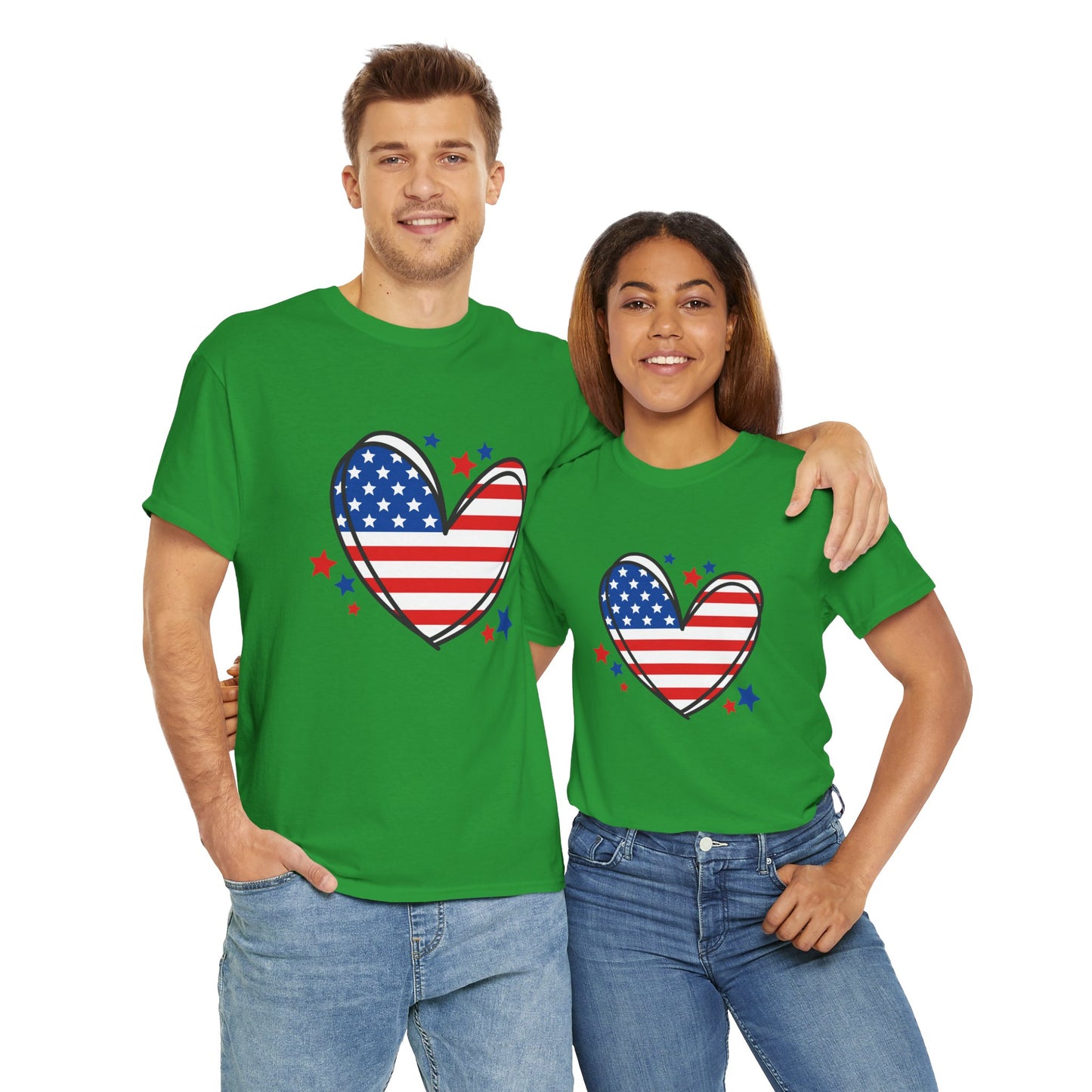 Princess Grace Patriotic Heart Unisex Heavy Cotton Tee USA Love T-Shirt