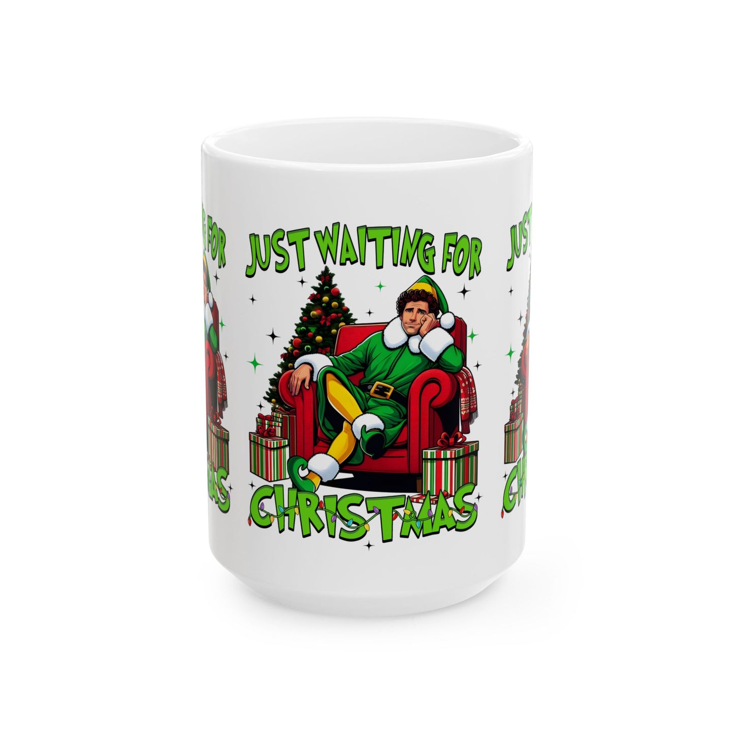 Princess Grace Funny Christmas Ceramic Mug 'Just Waiting for Christmas'