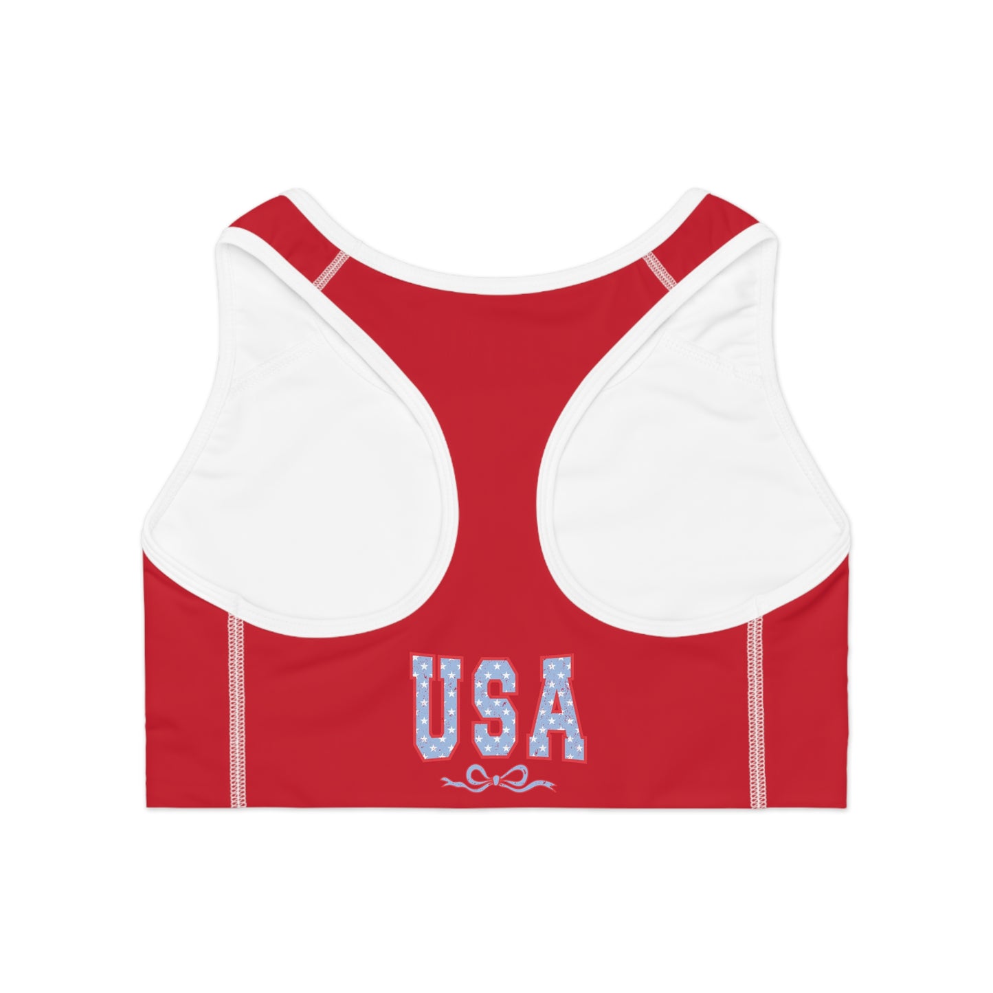Princess Grace USA Red Sports Bra Comfortable Athletic Wear for Independence Day & Fitness Lovers