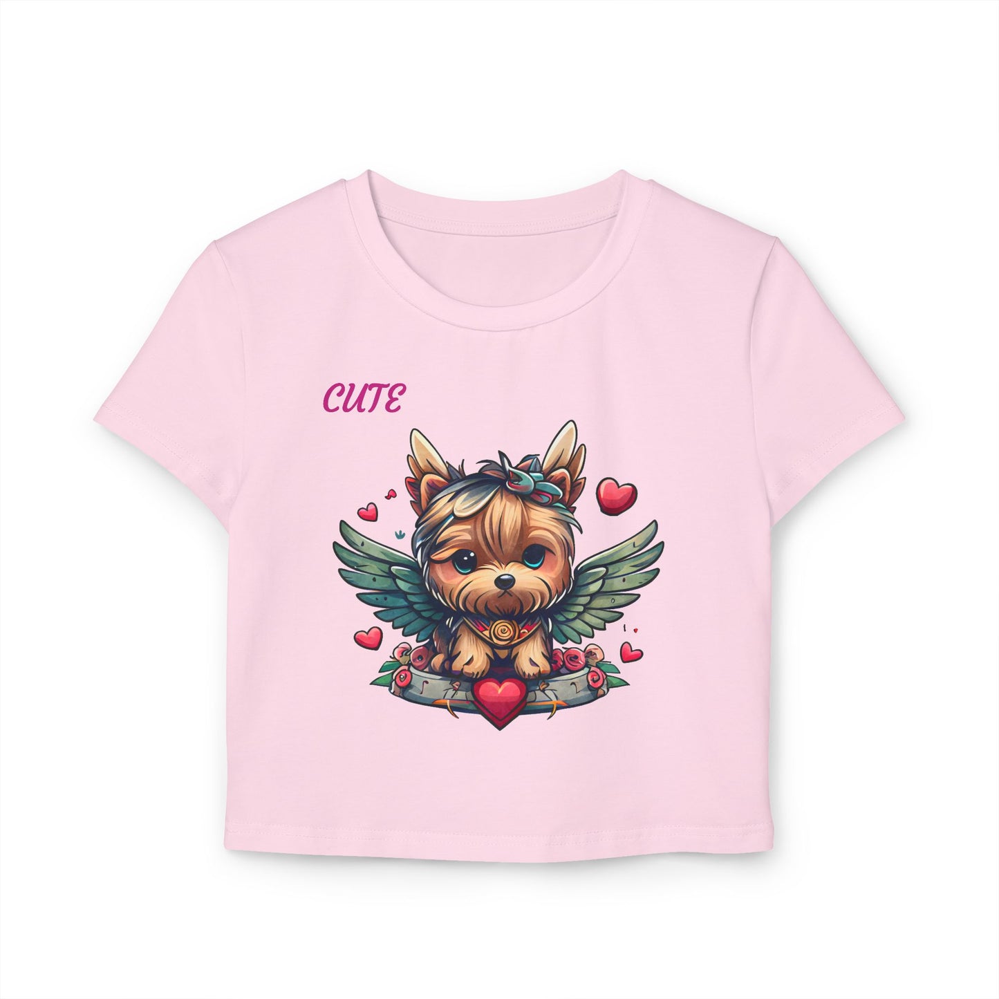 Princess Grace Cute Dog Graphic Women's Baby Tee Perfect for Pet Lovers