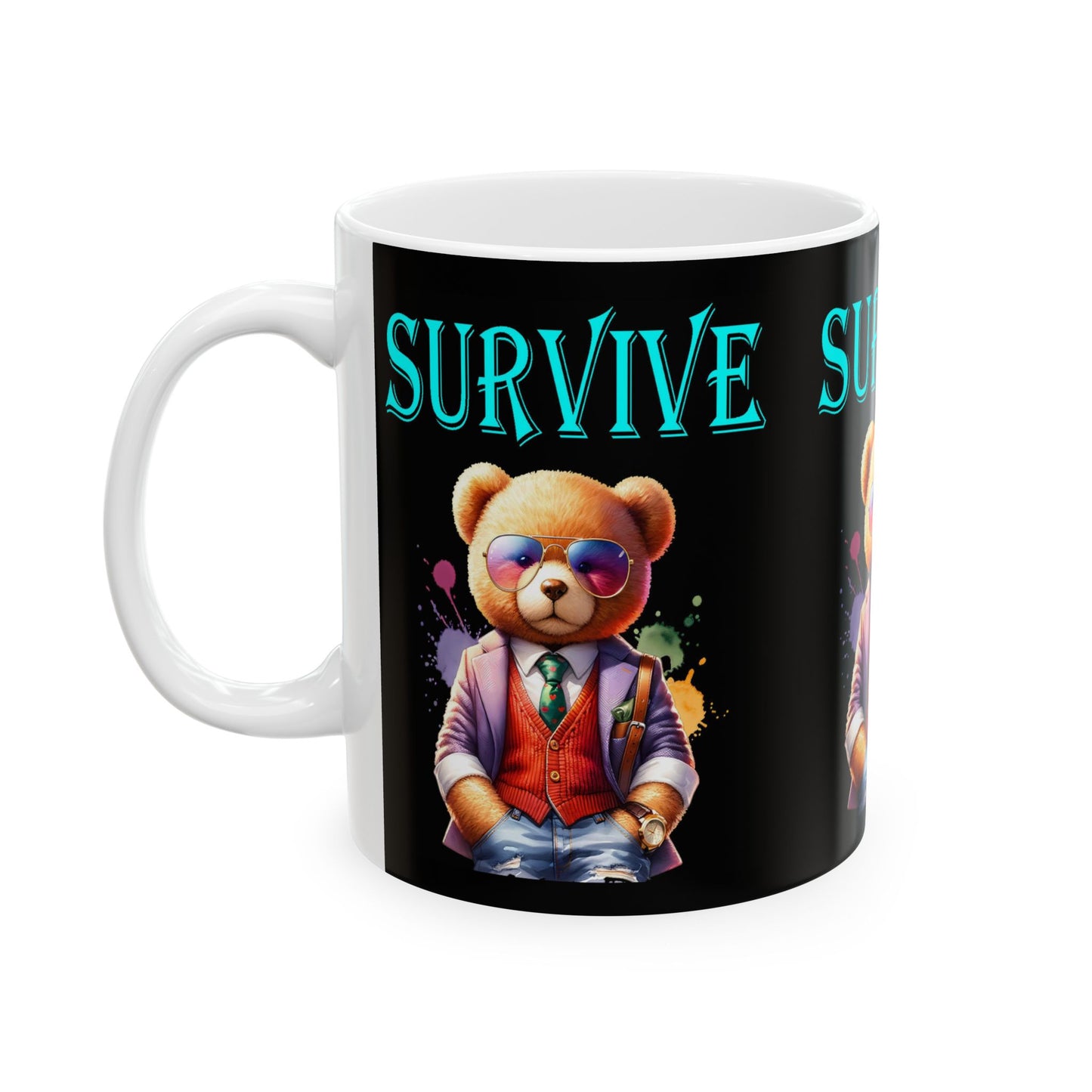 Princess Grace Cool Bear Survival Ceramic Mug Unique Animal Coffee Cup for Teddy Bear Lovers