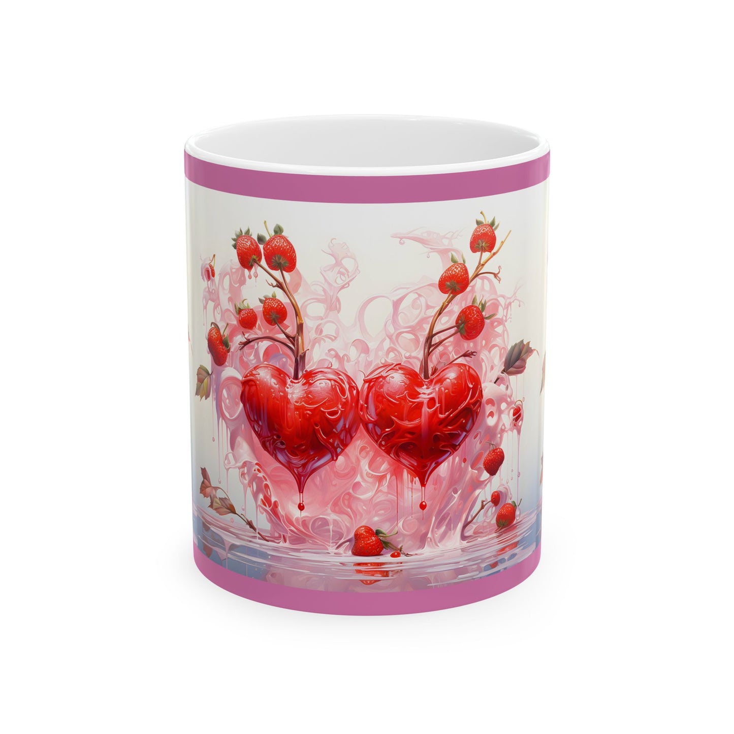 Princess Grace Romantic Strawberry Heart Ceramic Mug Perfect Gift for Valentine's Day
