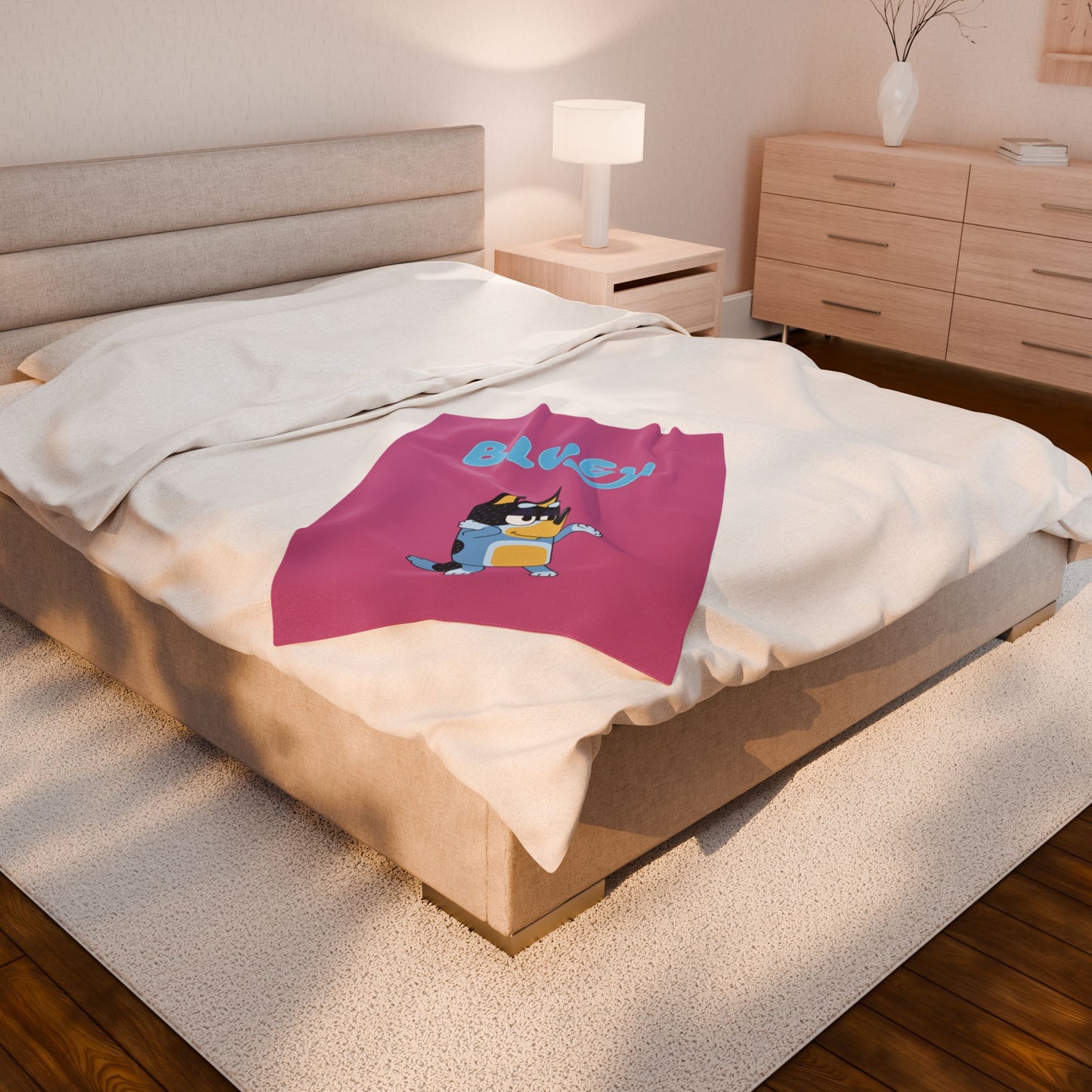 Princess Grace Bluey Velveteen Plush Blanket Cozy Throw for Playtime and Sleepovers