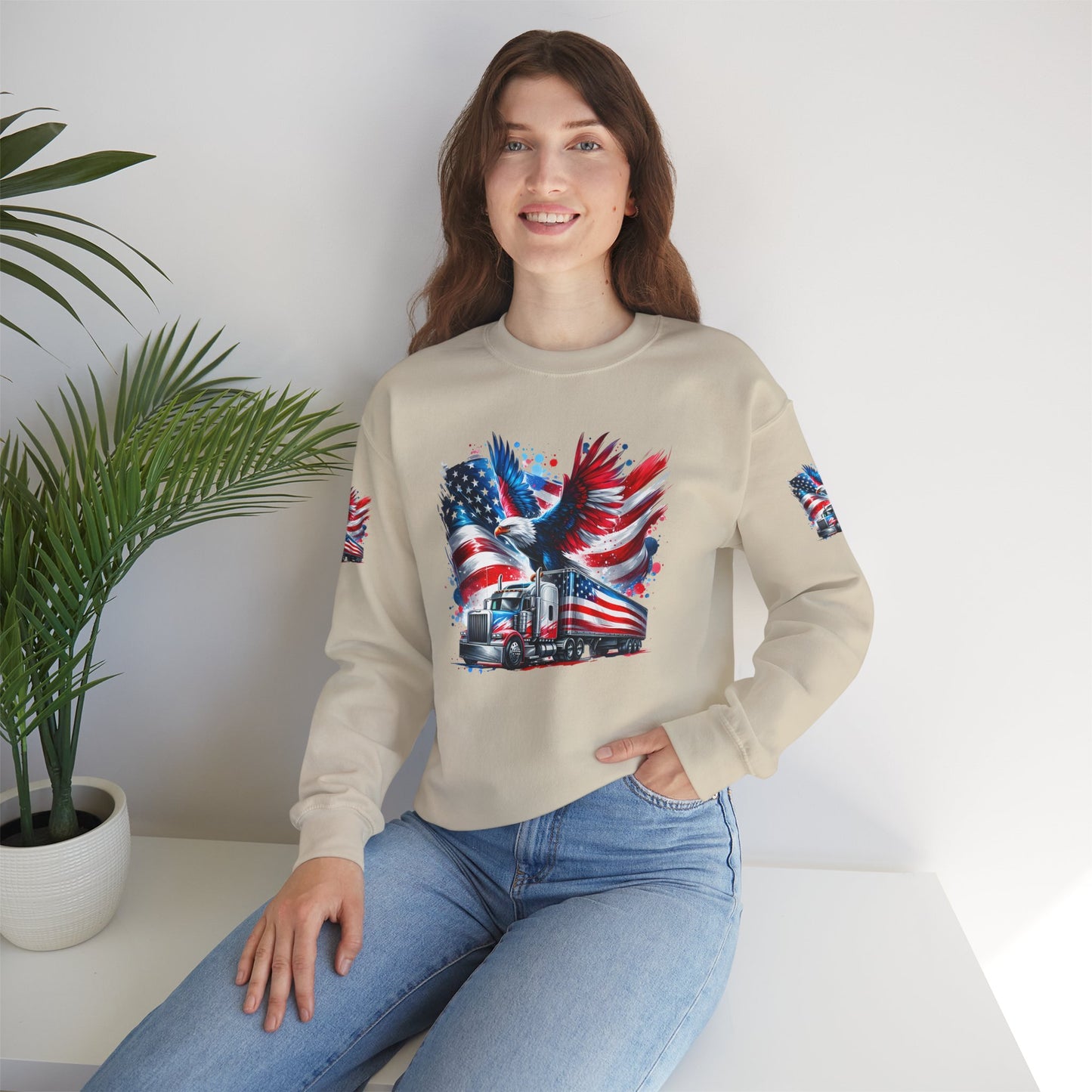 Princess Grace Patriotic Eagle Sweatshirt Unisex Heavy Blend Crewneck for Independence Day Veteran's Day & Everyday Comfort