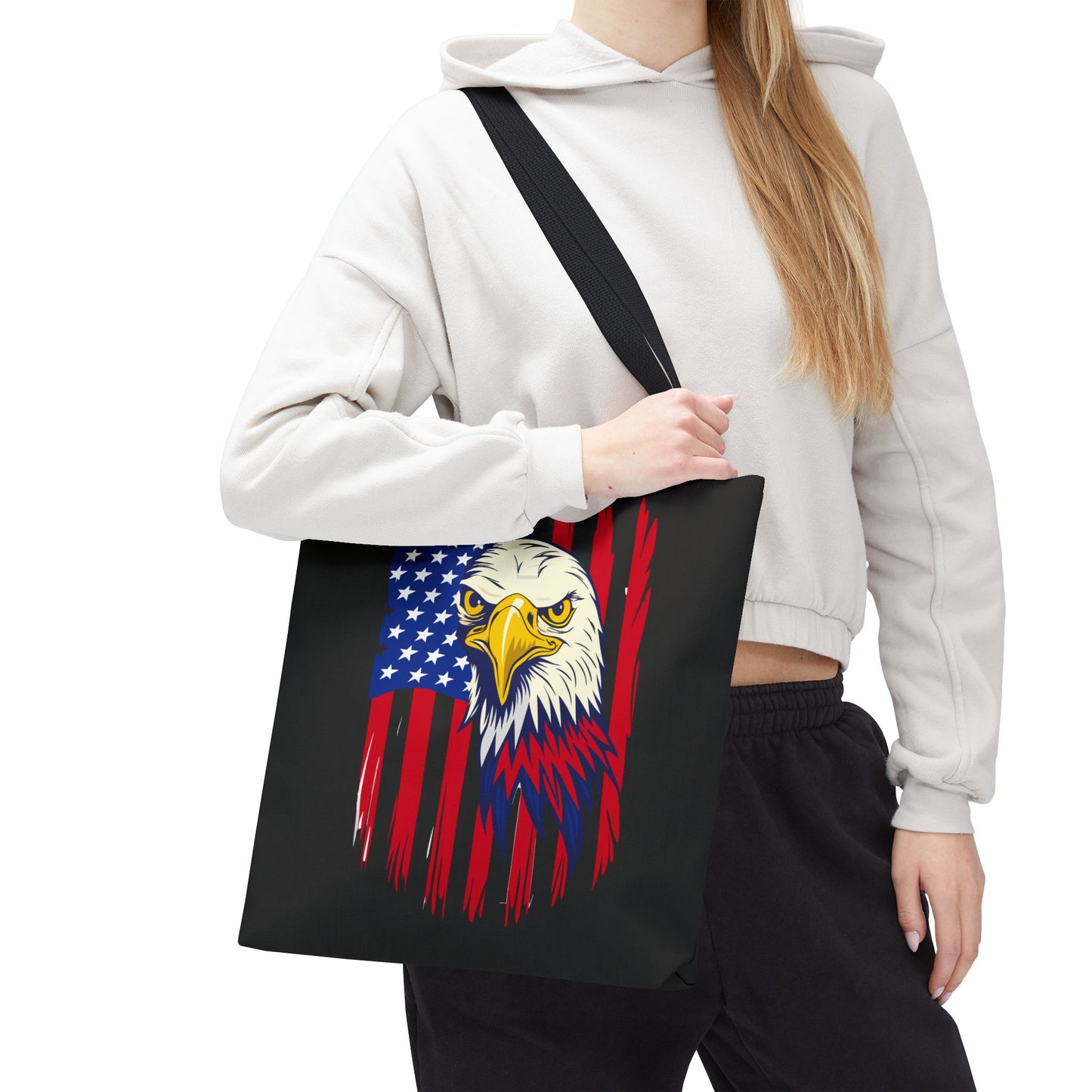 Princess Grace Patriotic Eagle Tote Bag USA Flag Design for Independence Day and Everyday Use