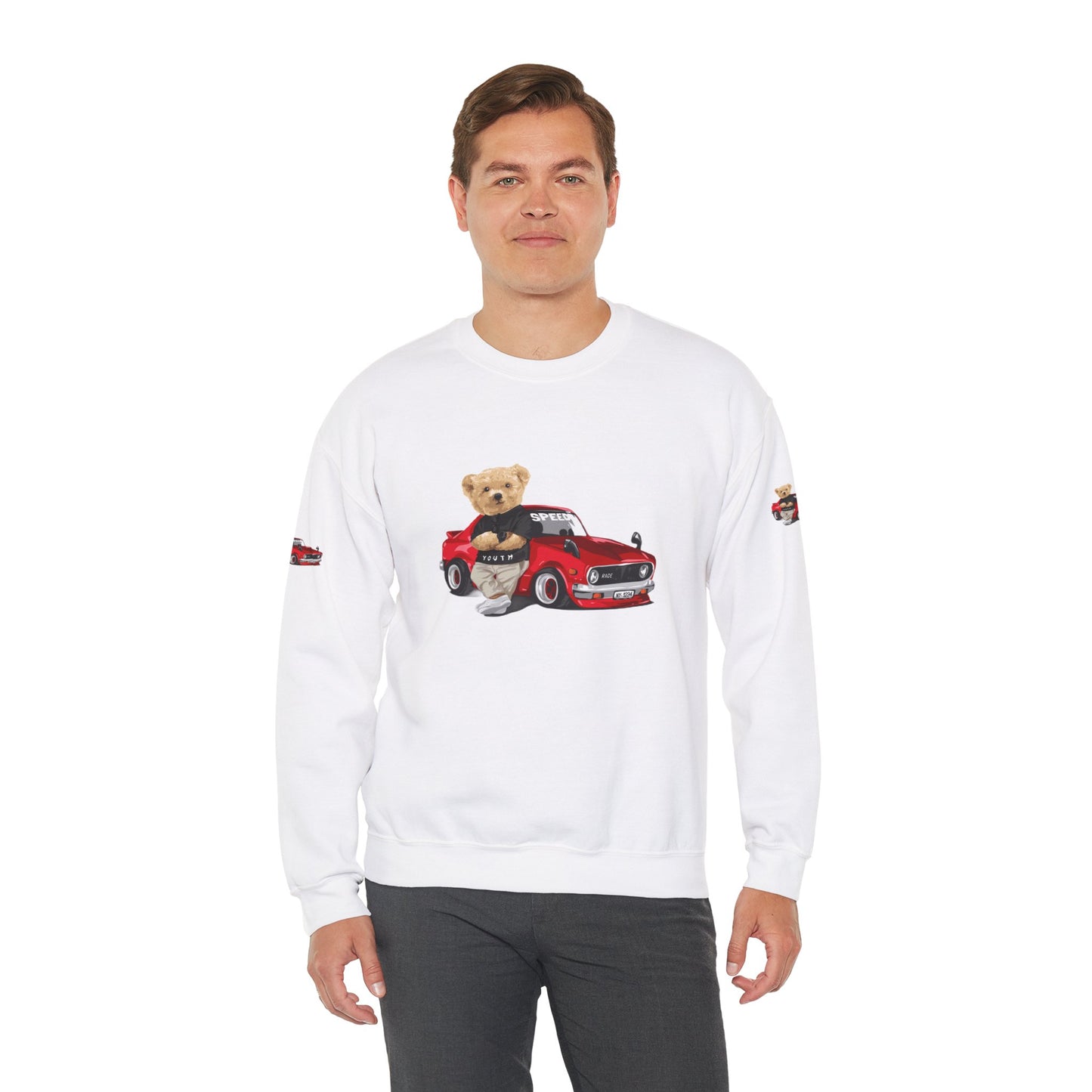 Princess Grace Cute Bear Vintage Car Sweatshirt Unisex Heavy Blend Crewneck