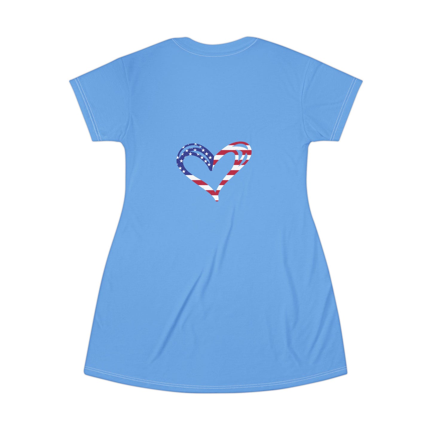 Princess Grace Patriotic Love T-Shirt Dress with Heart Design