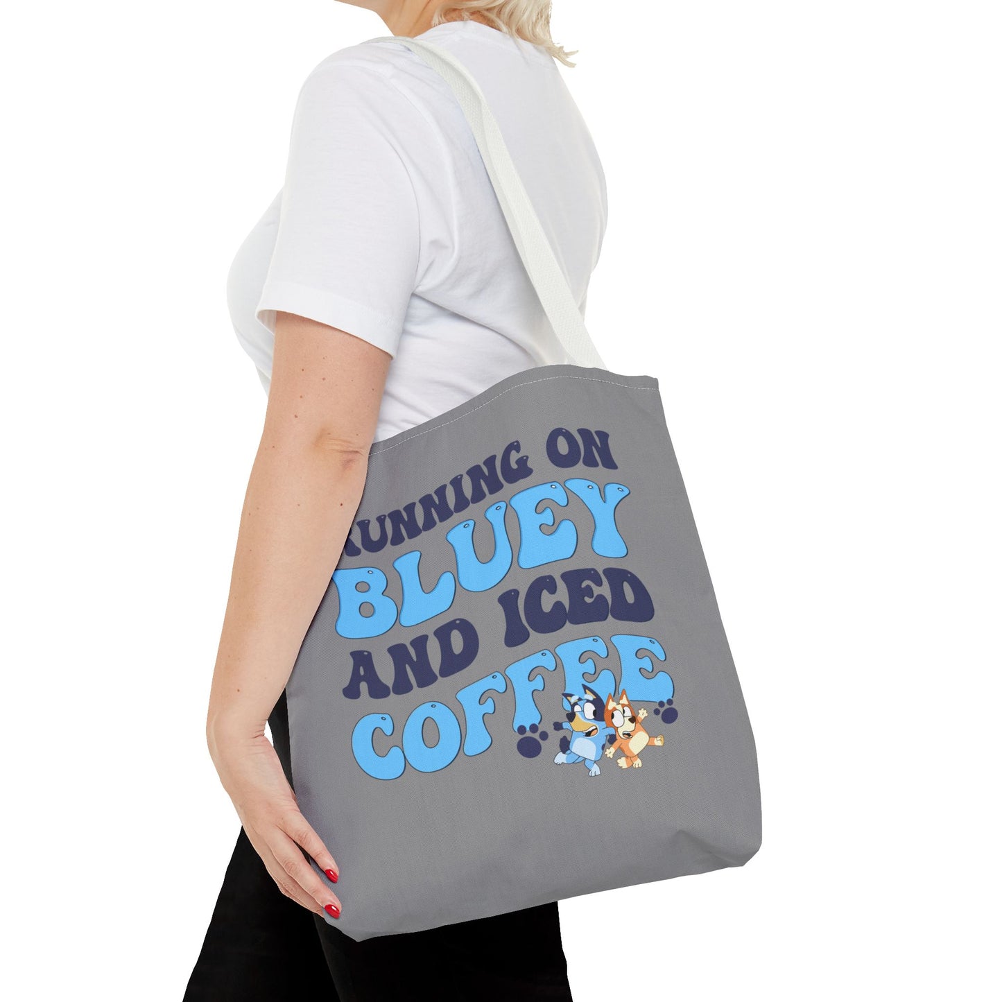Princess Grace Running on Bluey and Iced Coffee Tote Bag Fun & Functional Everyday Bag