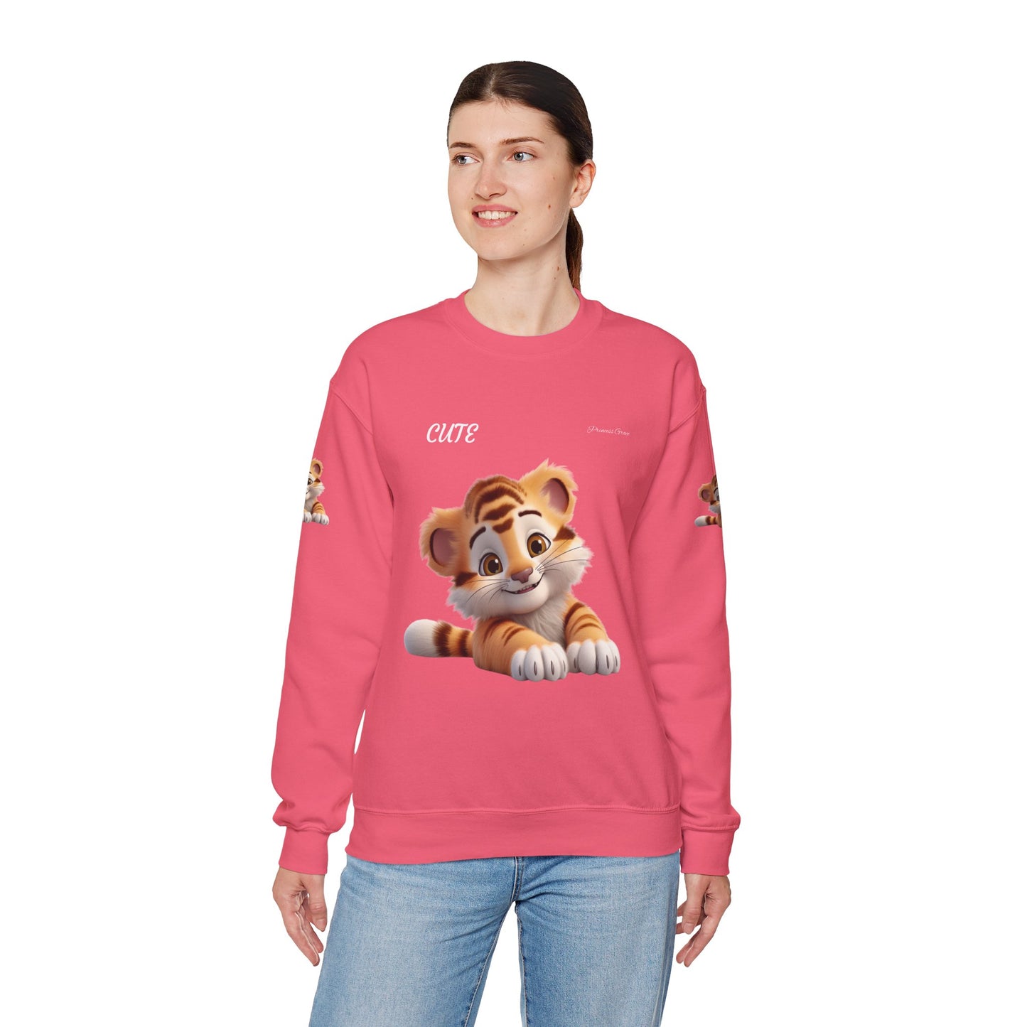 Princess Grace Cute Tiger Unisex Heavy Blen Crewneck Sweatshirt