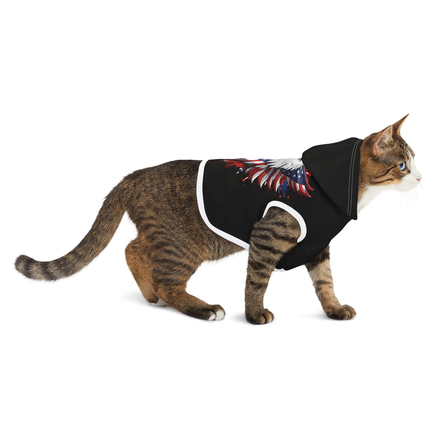 Princess Grace Patriotic Eagle Pet Hoodie Black Hooded Dog Sweater for Celebrations