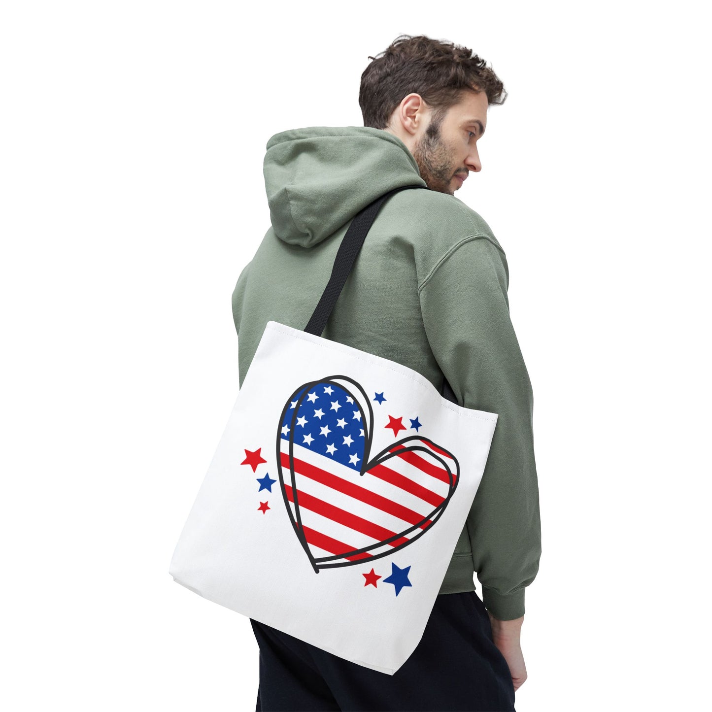 Princess Grace Patriotic Heart Tote Bag Red, White & Blue Love