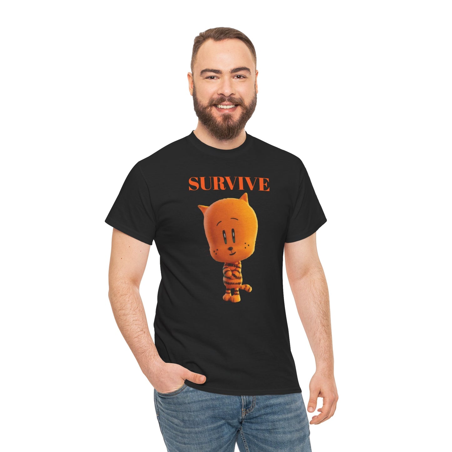 Princess Grace Survive Themed Unisex Heavy Cotton Tee Cute Cartoon Cat Design