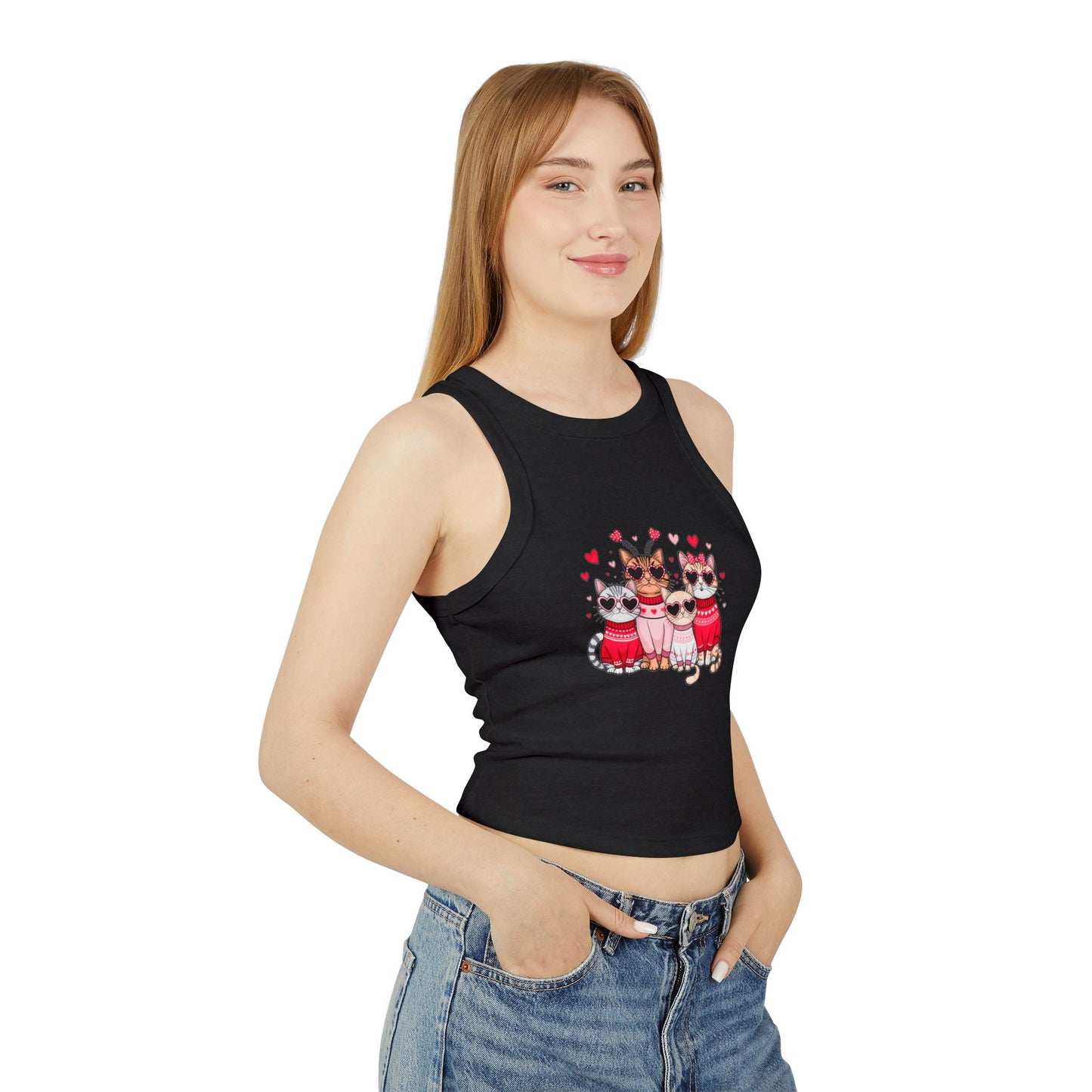 Princess Grace Cute Cat Lover Women's Micro Rib Racer Tank Top Perfect for Pet Lovers