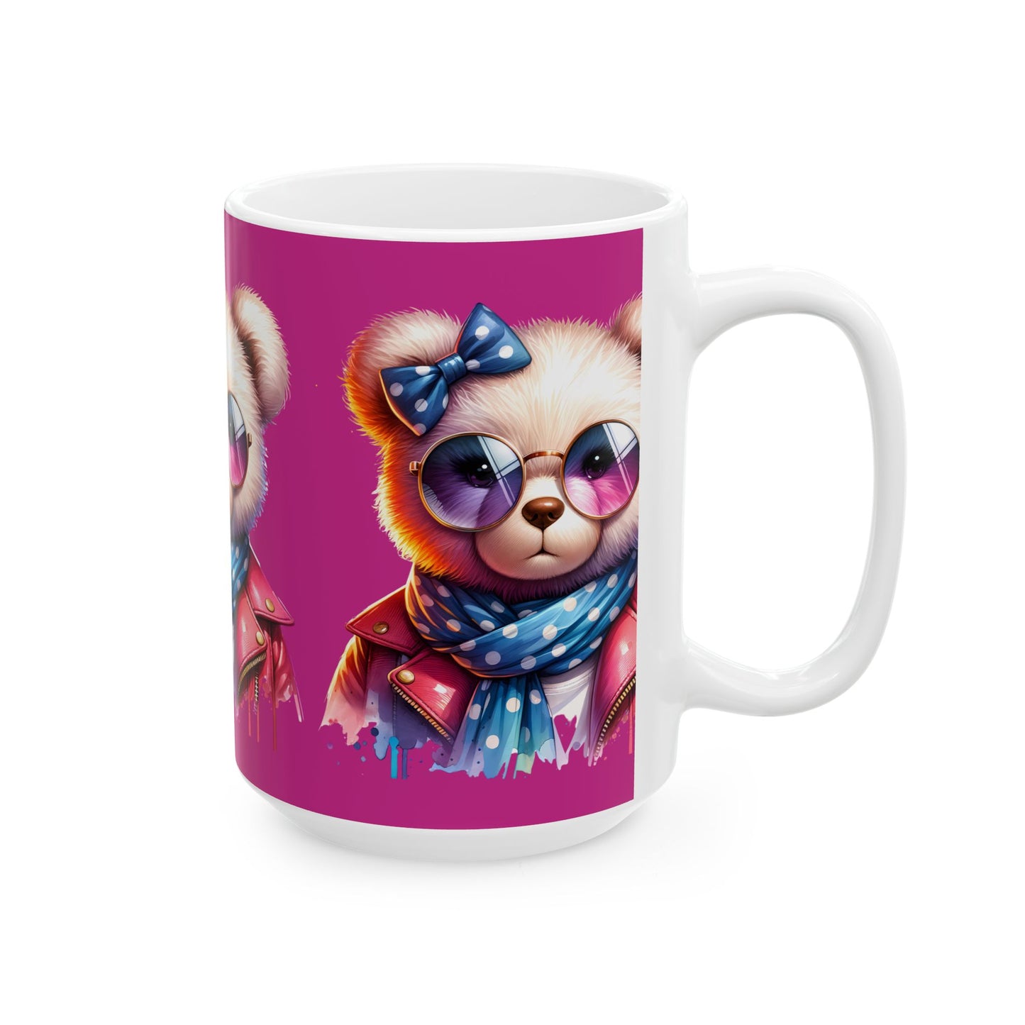 Princess Grace Trendy Bear Ceramic Mug with Sunglasses Cute 11oz & 15oz Drinkware