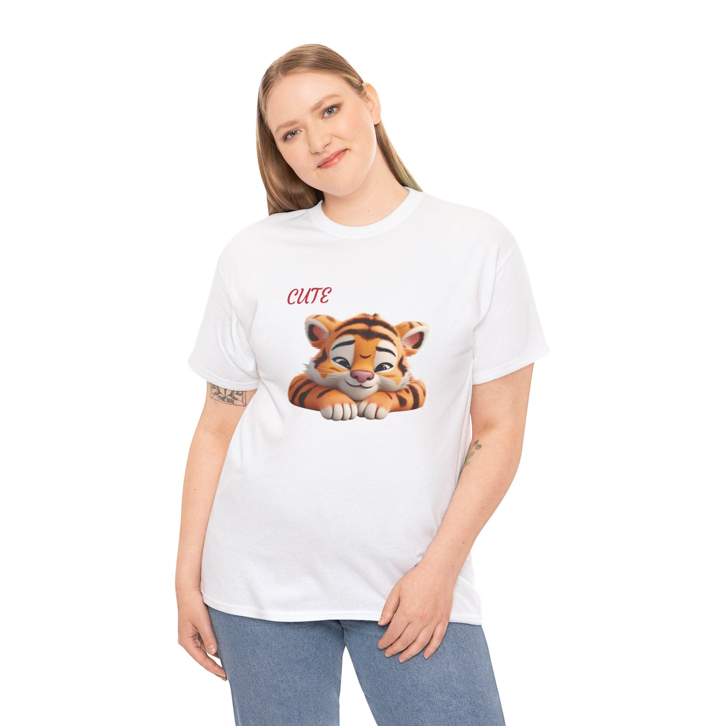 Princess Grace Cute Tiger Graphic Unisex Heavy Cotton Tee Perfect for Animal Lovers and Everyday Comfort