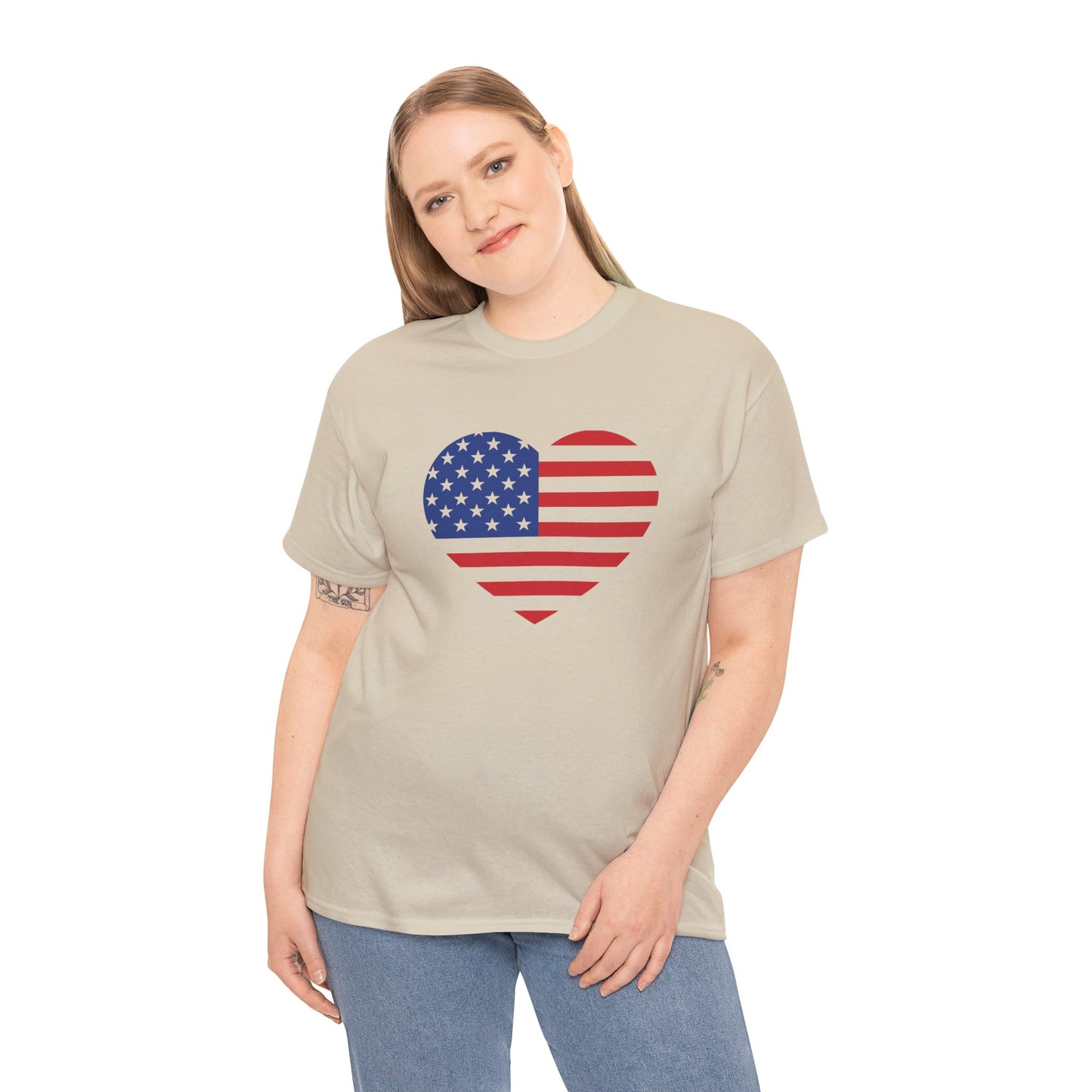 Princess Grace Patriotic Heart Unisex Heavy Cotton Tee Celebrate Freedom in Style