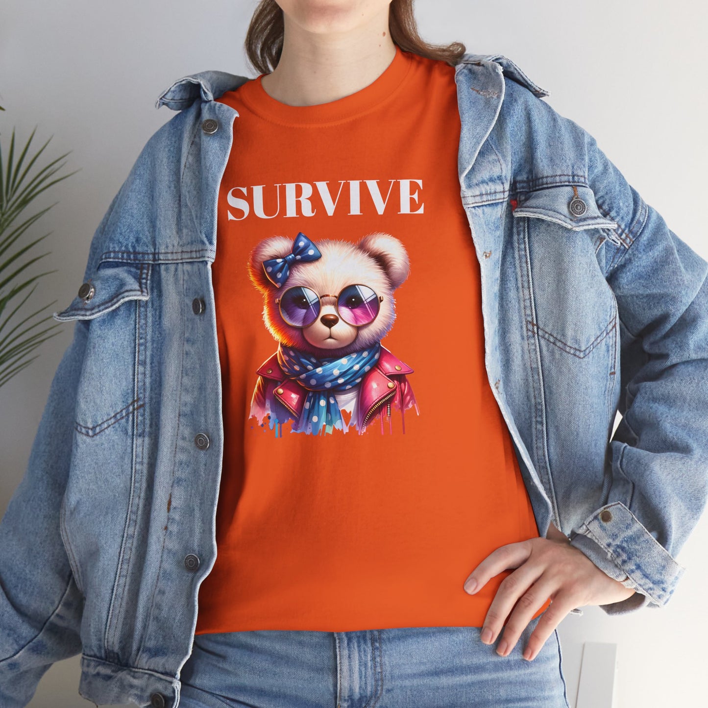 Princess Grace Cute Panda Illustration "Survive" Unisex Heavy Cotton Tee