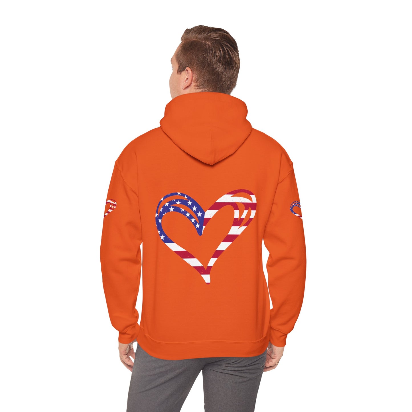Princess Grace Patriotic Heart Unisex Hoodie Comfortable Heavy Blend Sweatshirt for Independence Day and Everyday Wear