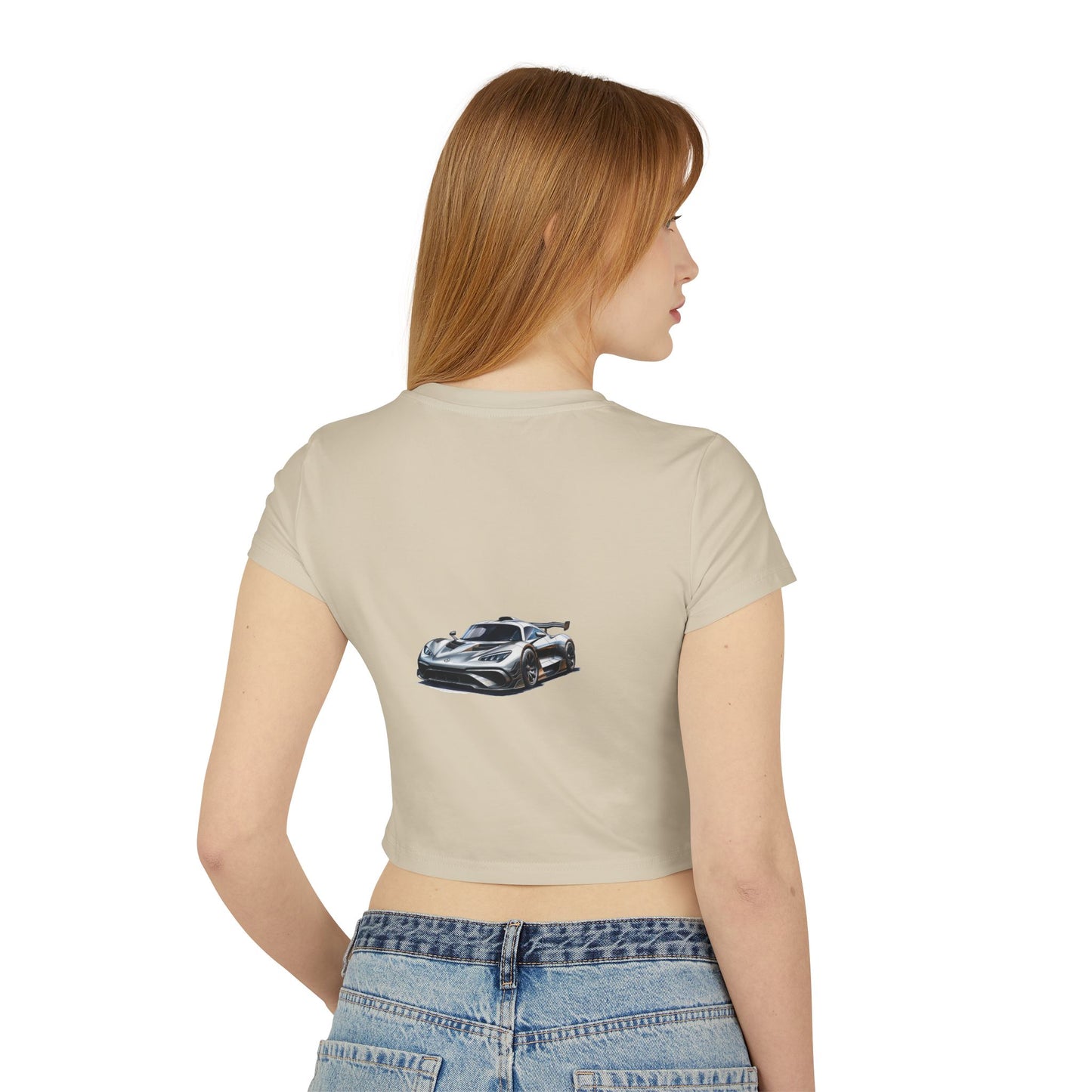 Princess Grace Hot Wheels Women's Baby Tee Trendy Car Graphic Tee for Automotive Enthusiasts