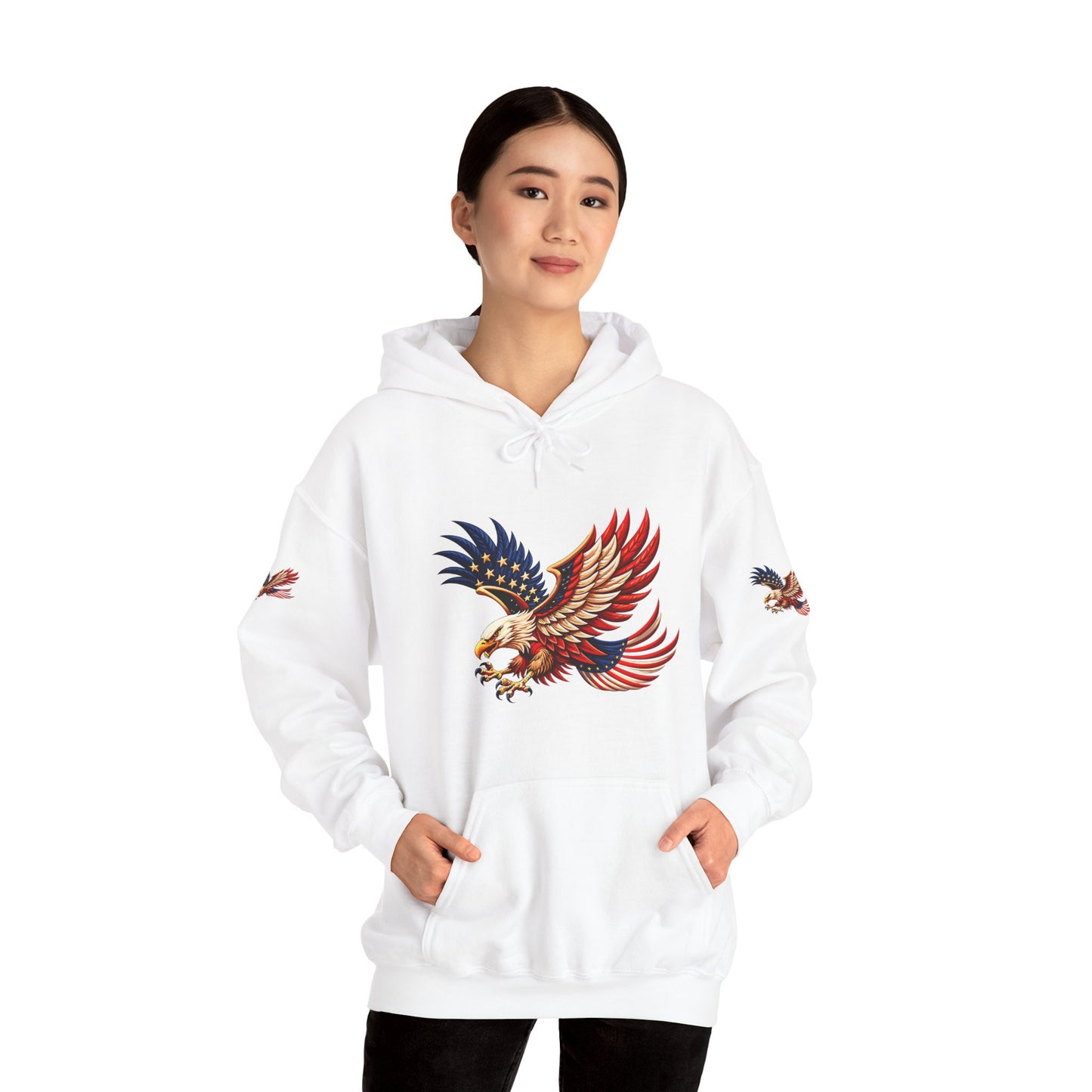Princess grace Patriotic Eagle Hooded Sweatshirt Unisex Heavy Blend